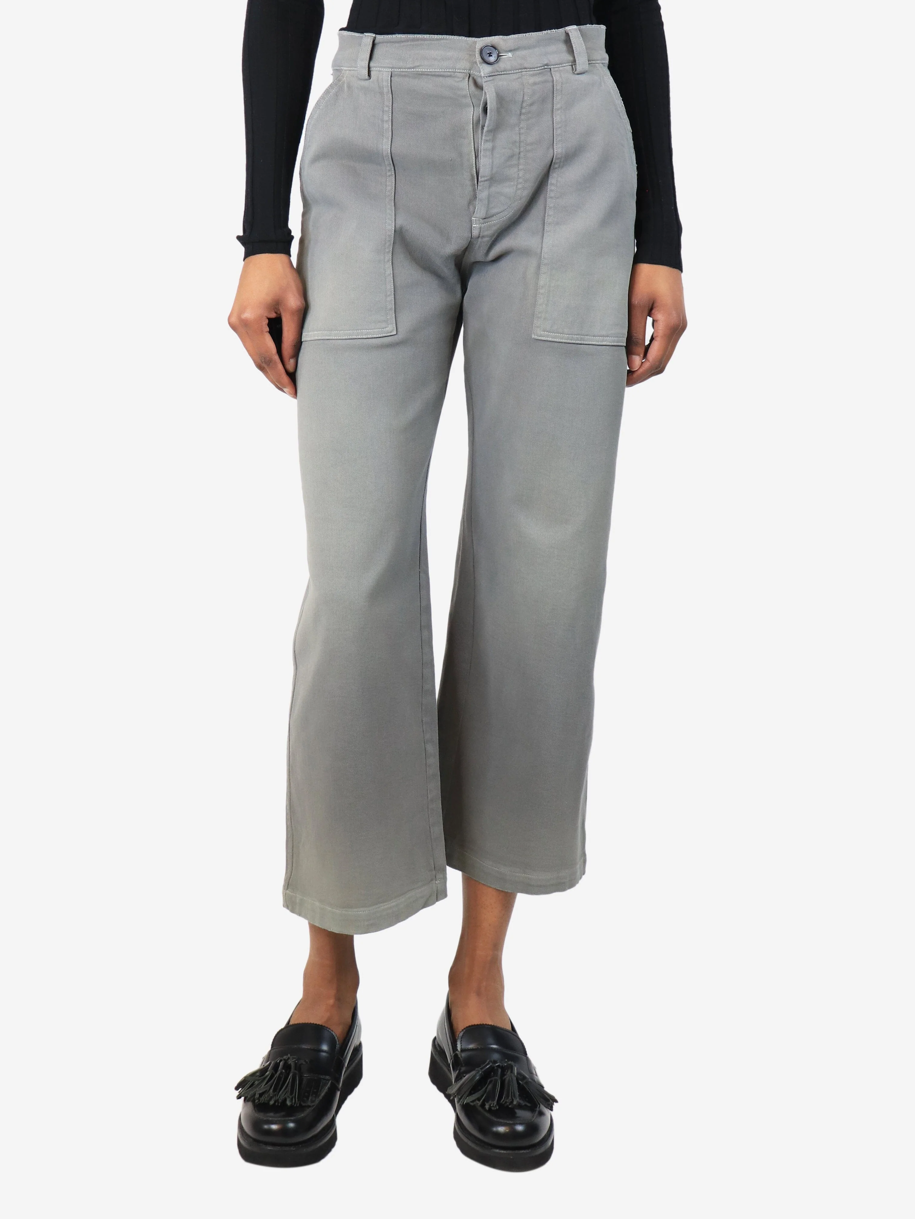 Grey cargo trousers - size UK 6