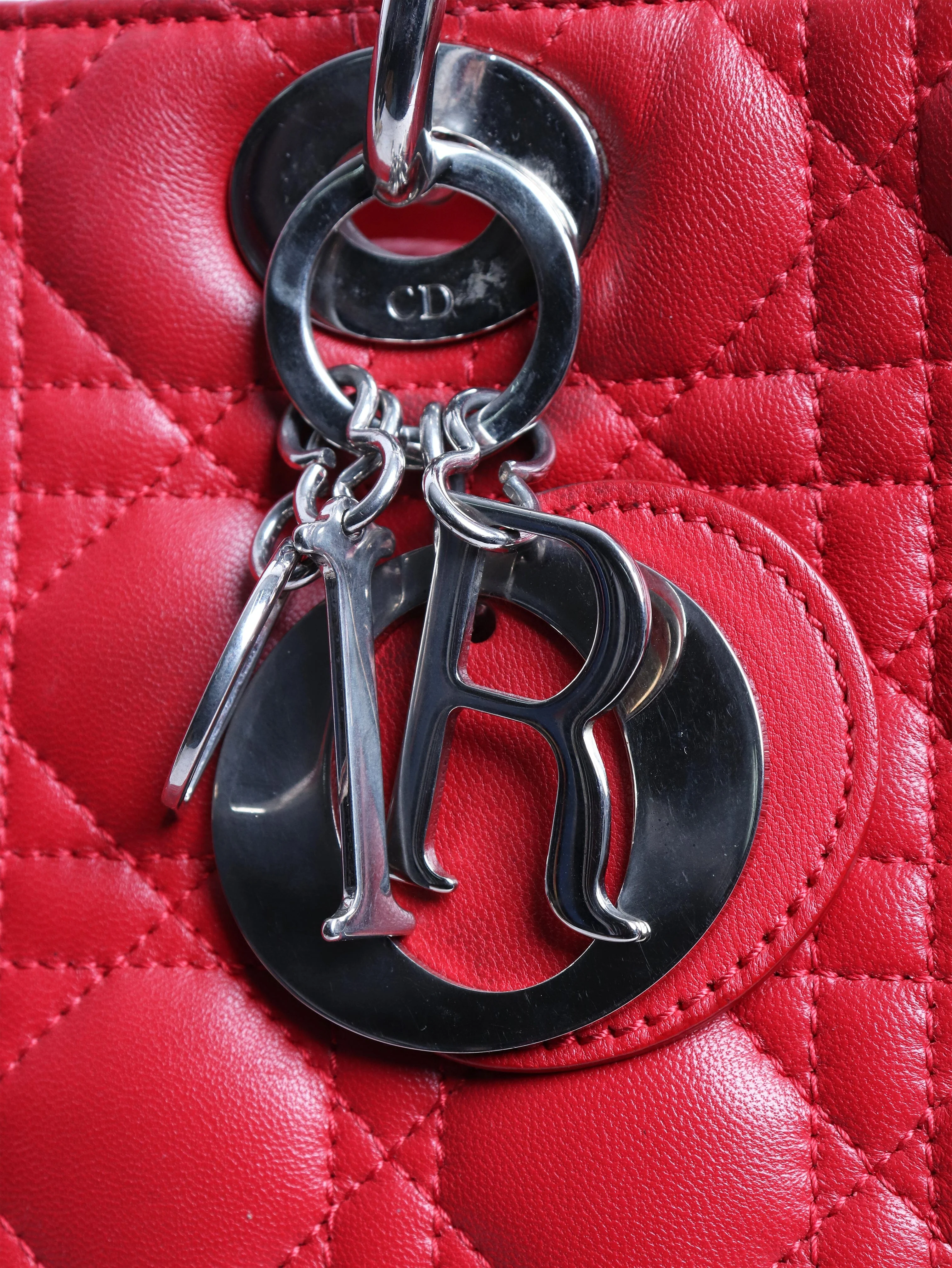Red 2011 Large Lady Dior bag - Image 5
