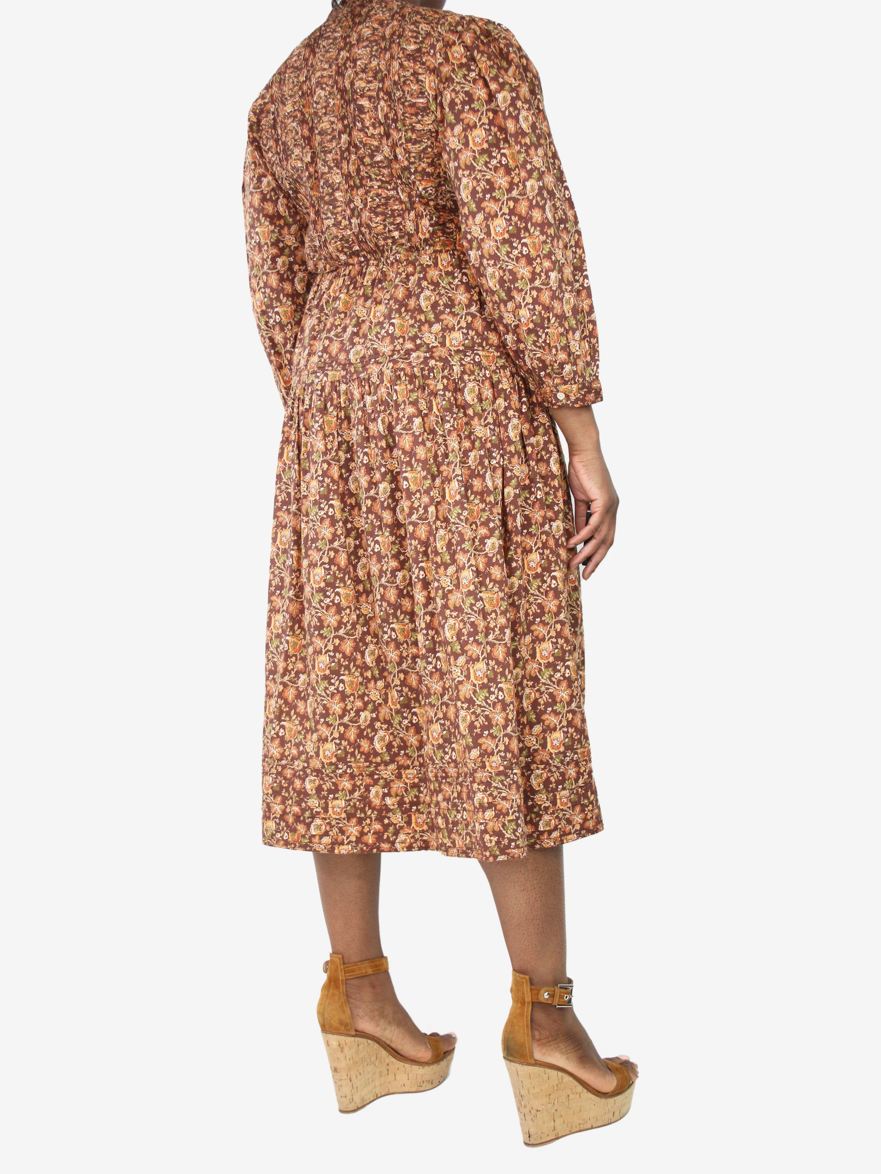 Brown floral printed midi dress - size XL - Image 2