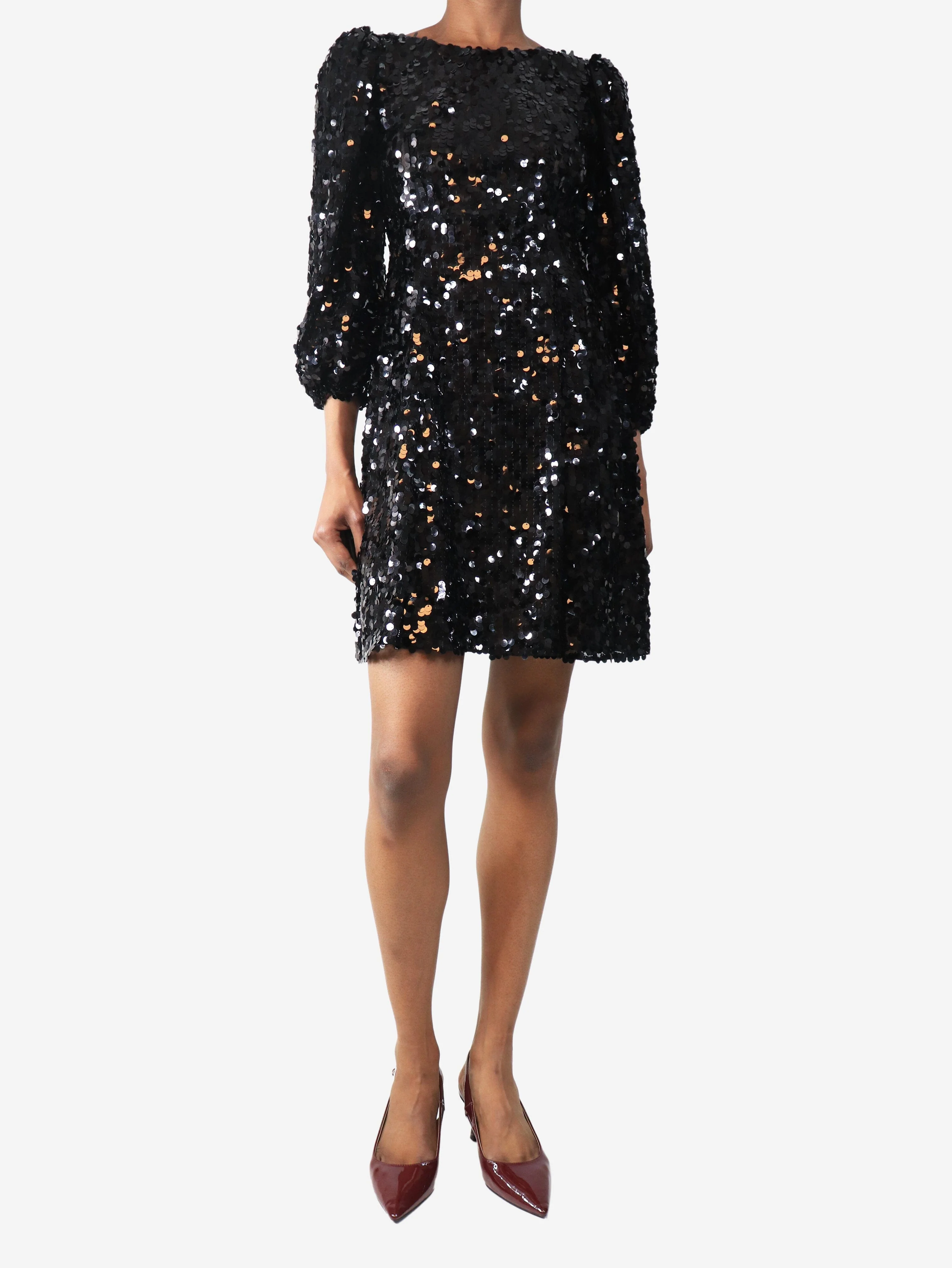Black sequin mini dress - size UK 4 - Image 3