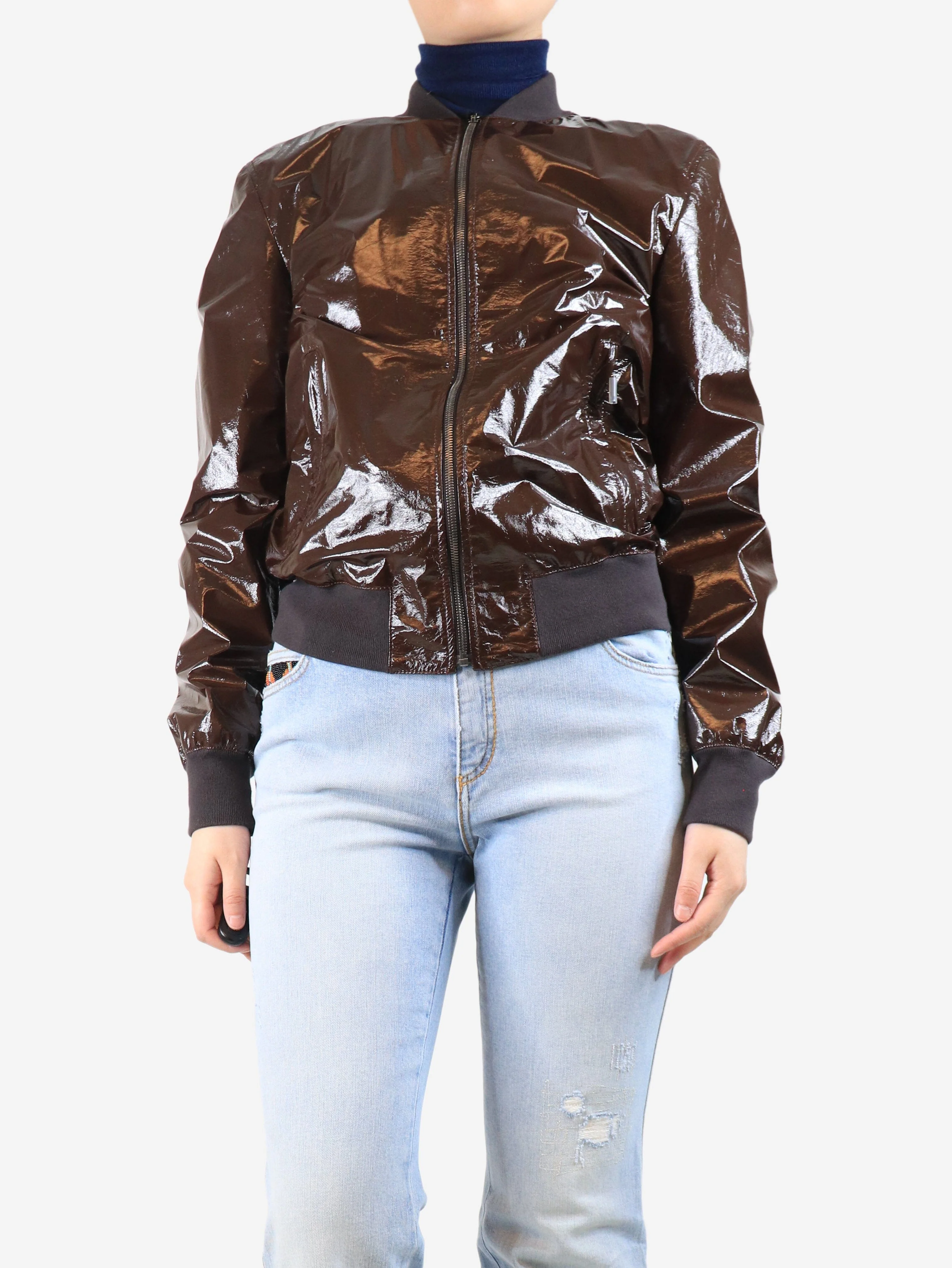 Brown lambskin jacket - size UK 16
