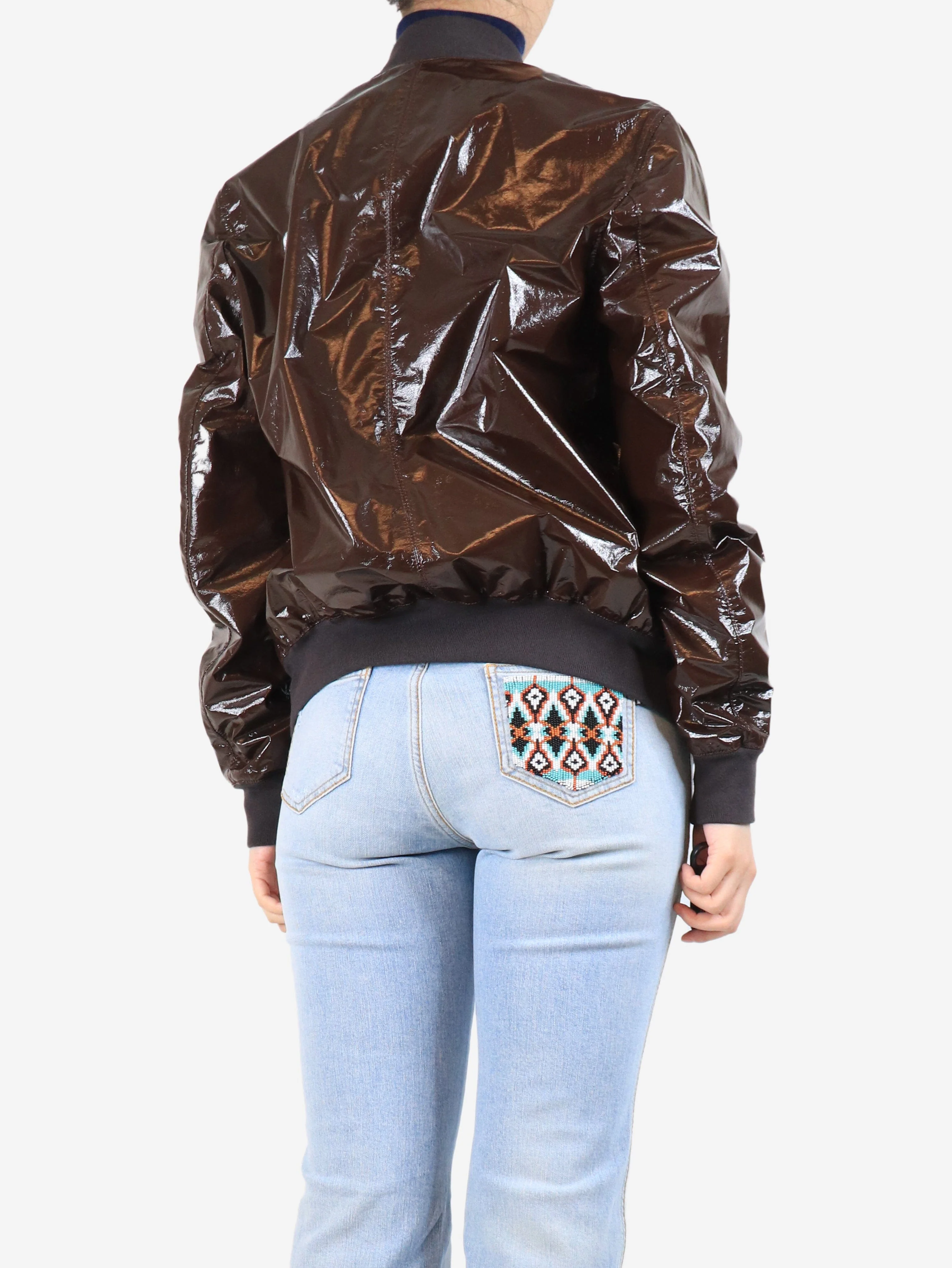 Brown lambskin jacket - size UK 16 - Image 2