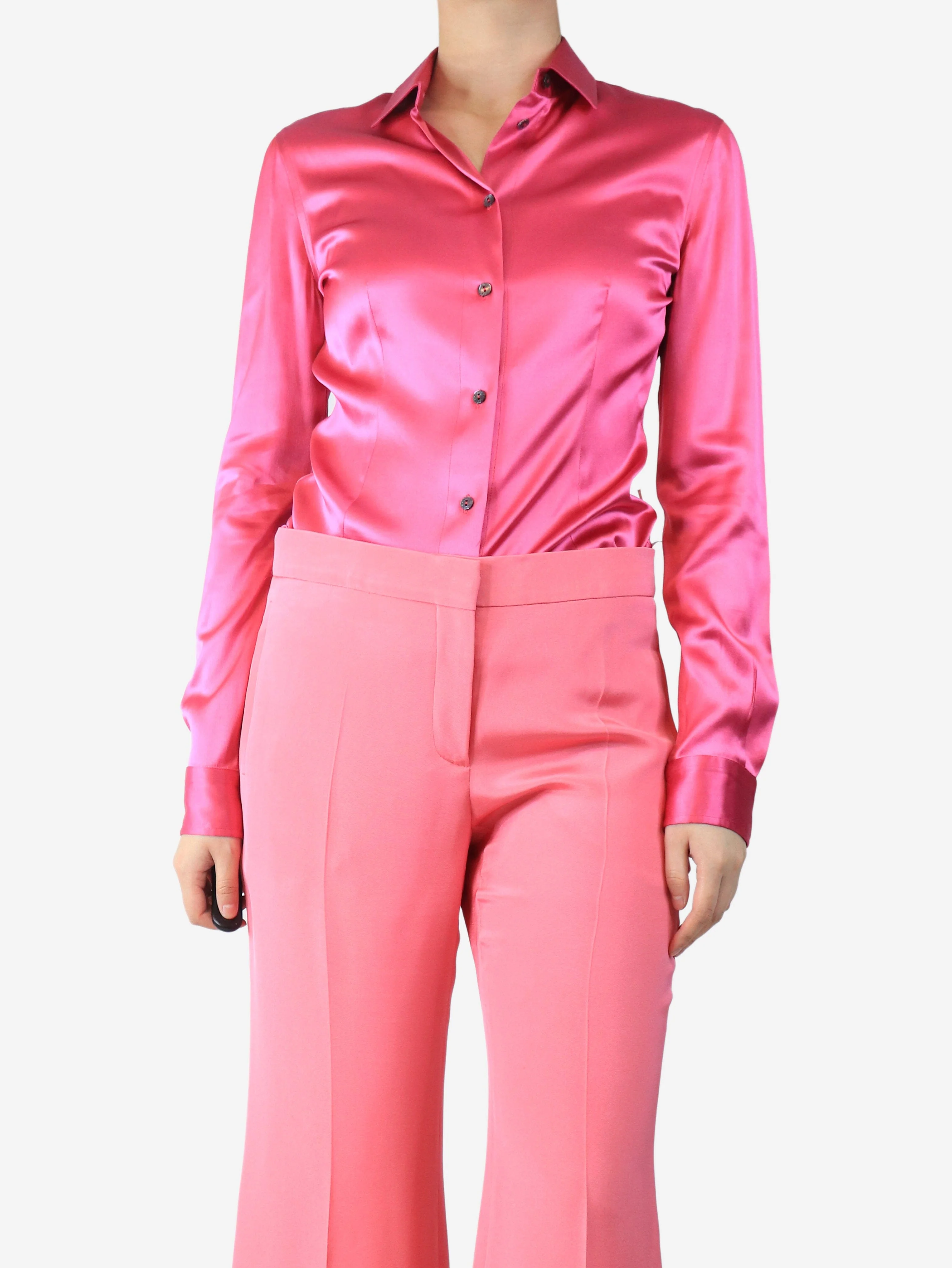 Pink satin blouse - size UK 8 - Image 3