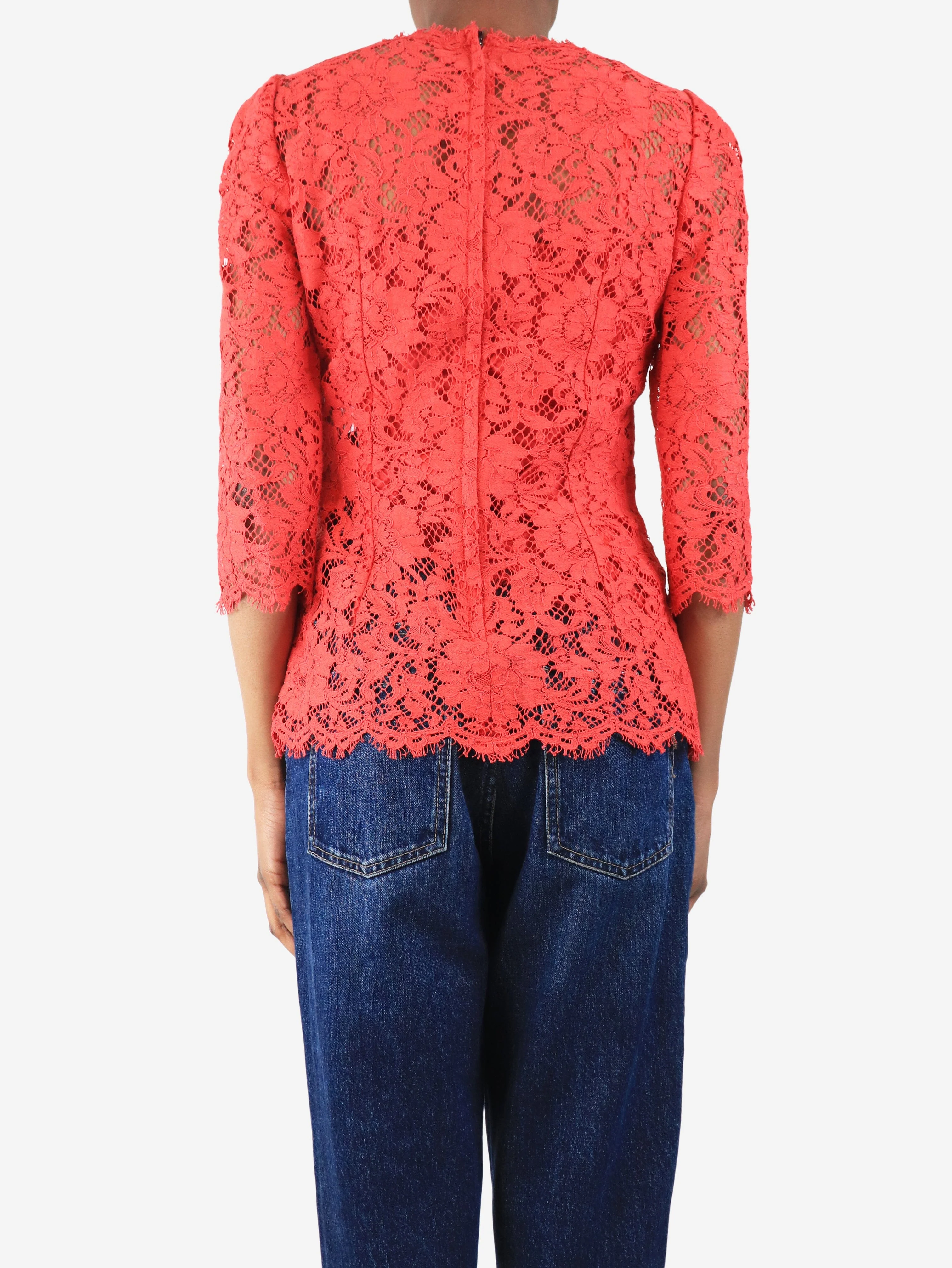 Red lace top with slip - size UK 6 - Image 2
