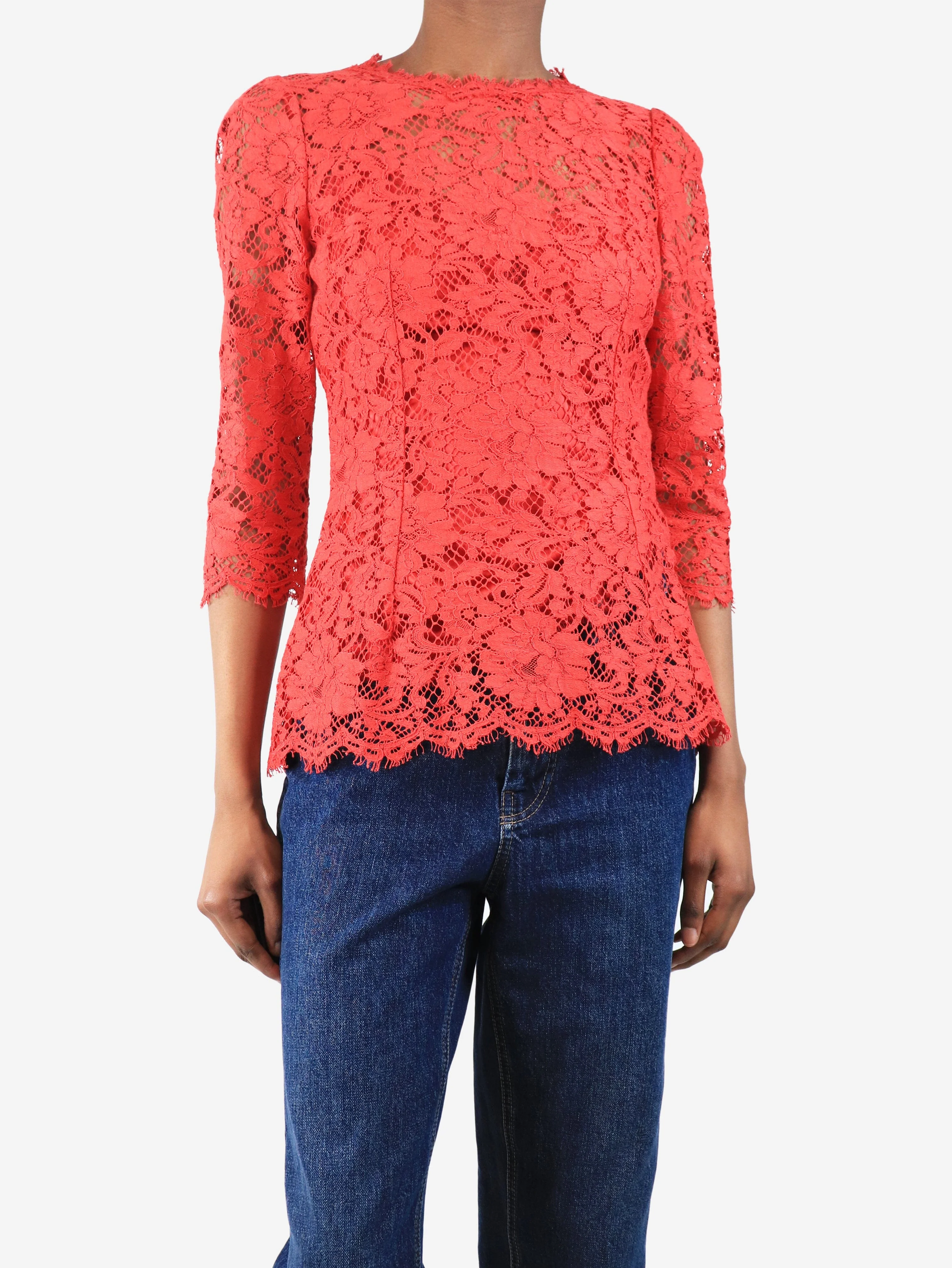 Red lace top with slip - size UK 6 - Image 3