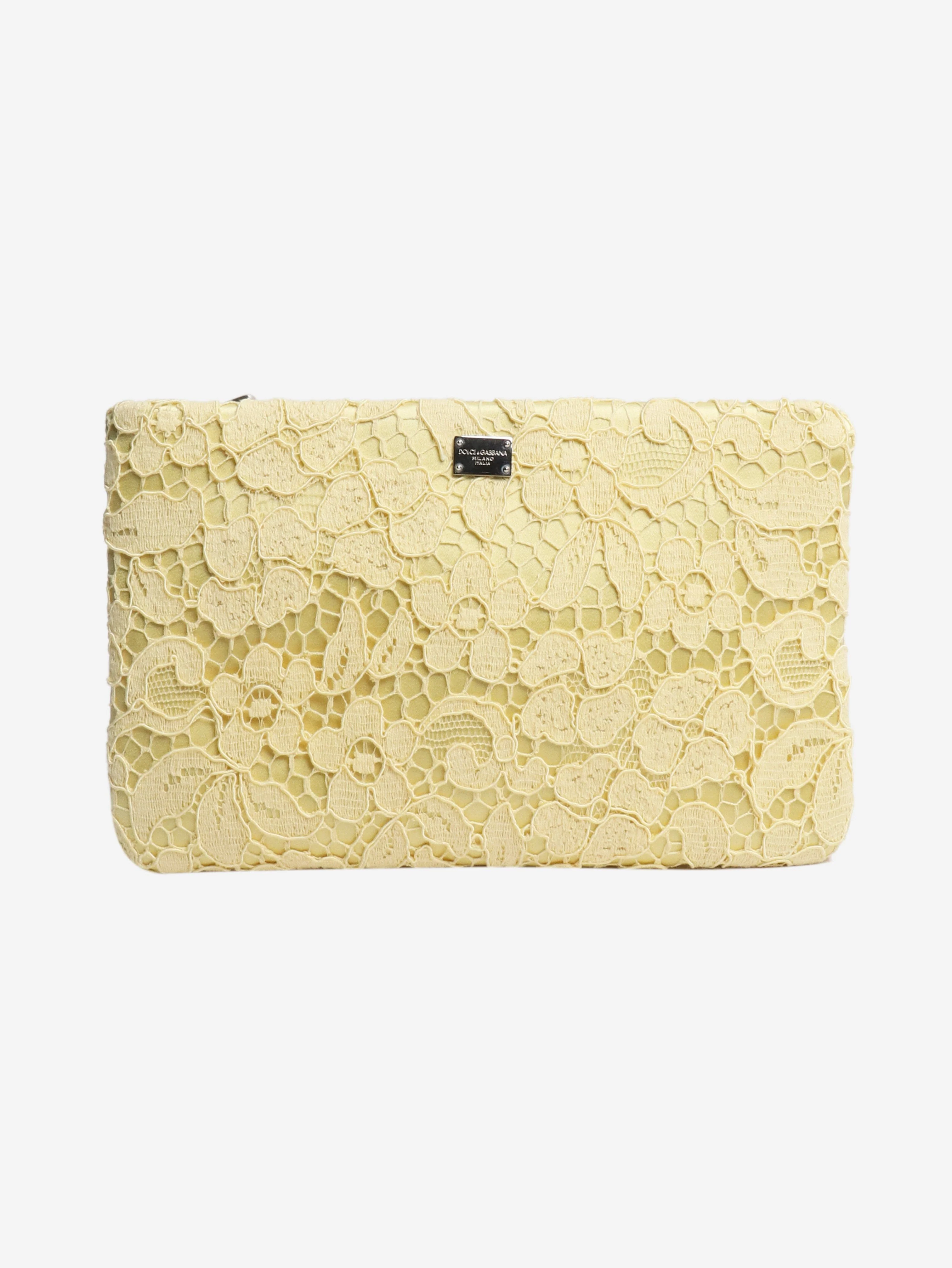 Yellow lace pouch bag