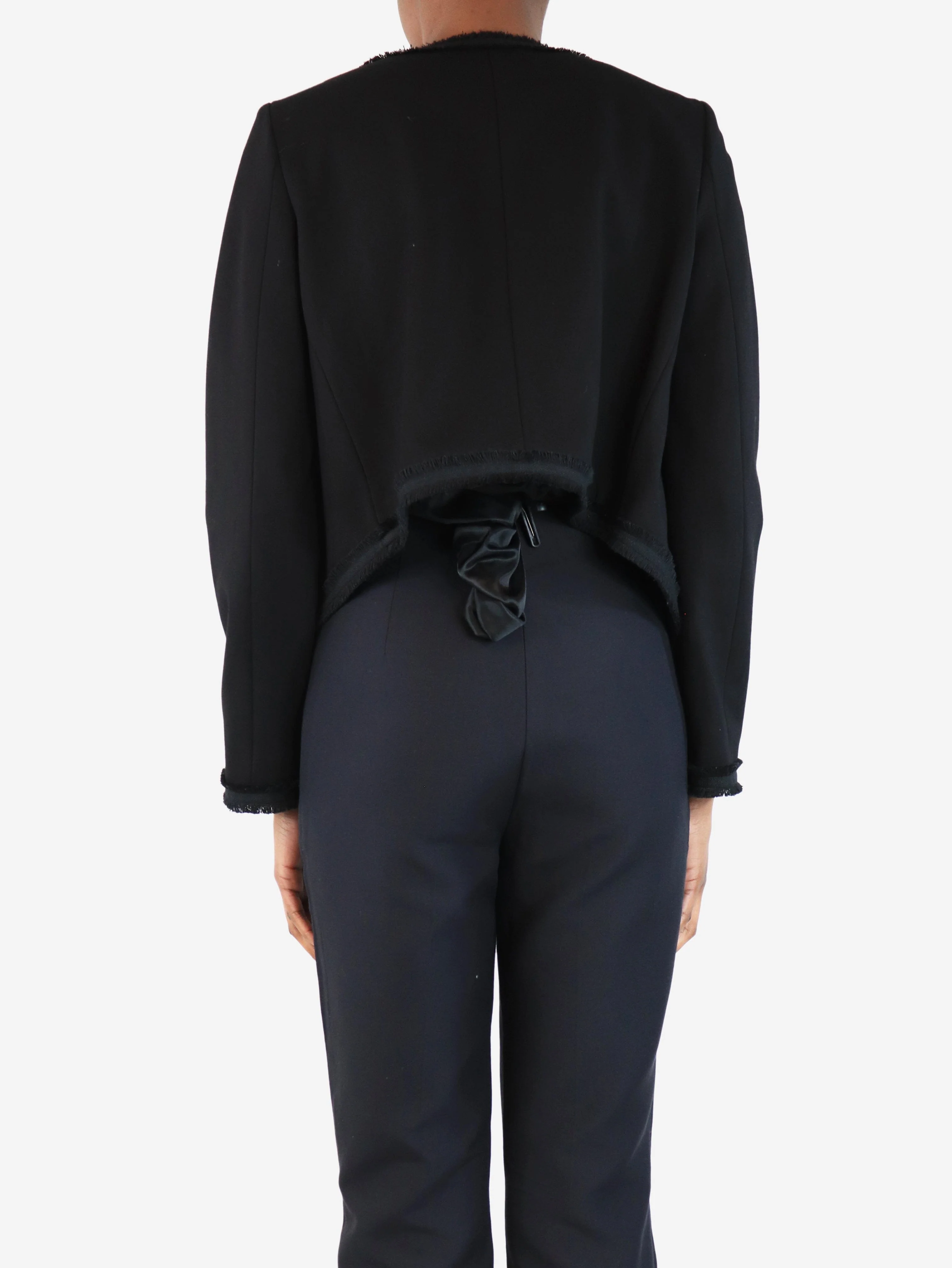 Black cropped frayed jacket - size XS - Image 2