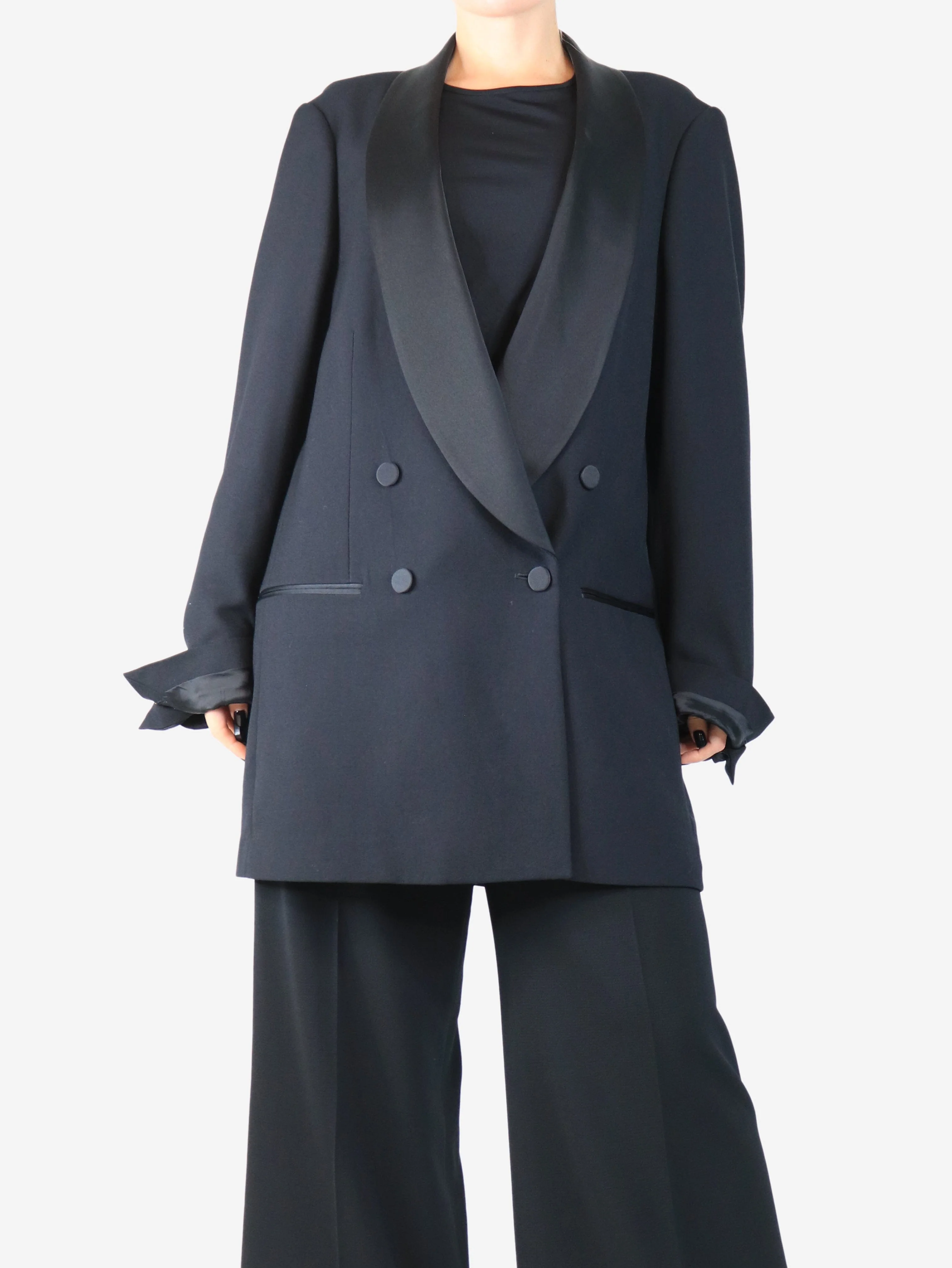 Black double-breasted tuxedo jacket - size M