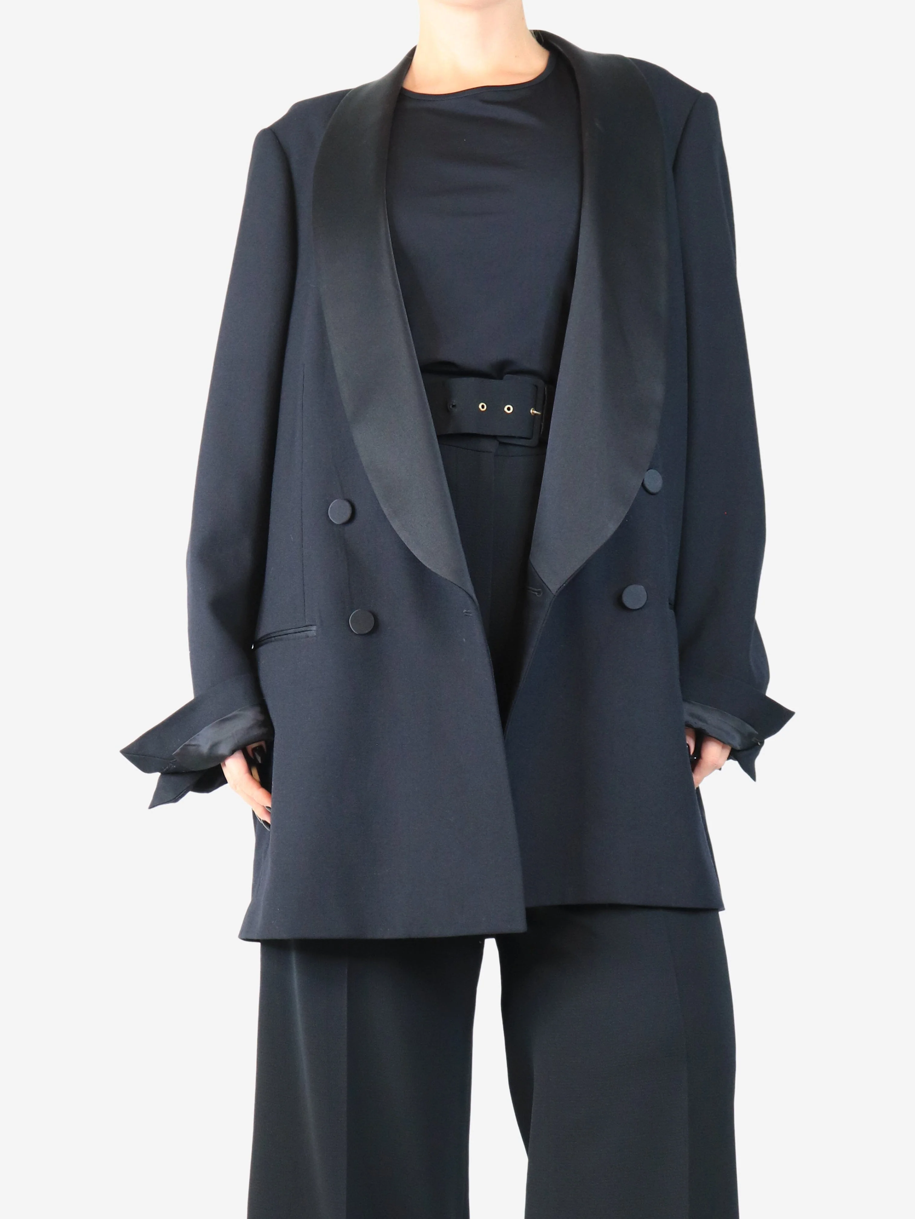 Black double-breasted tuxedo jacket - size M - Image 4