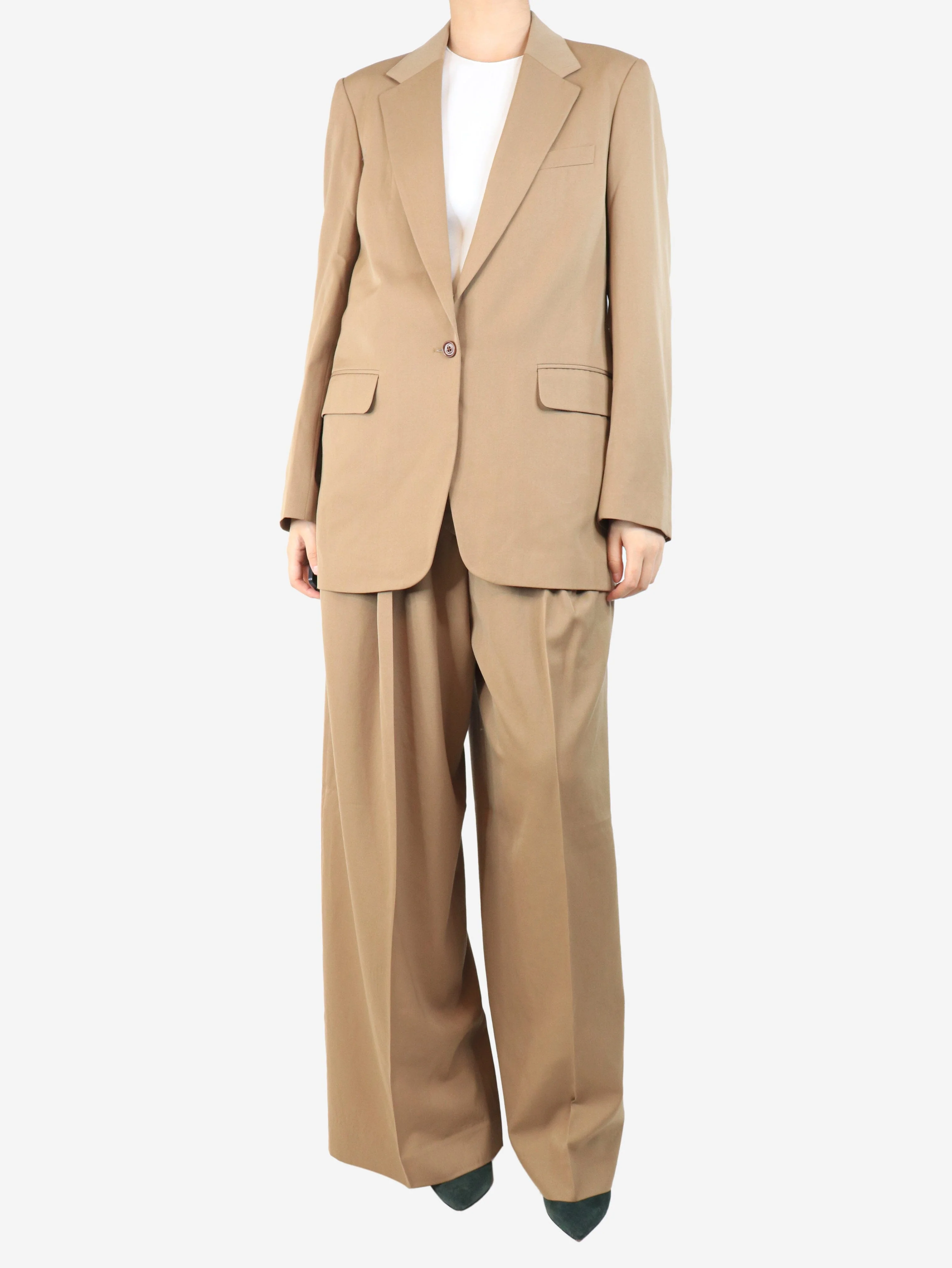Camel wool suit set - size UK 10