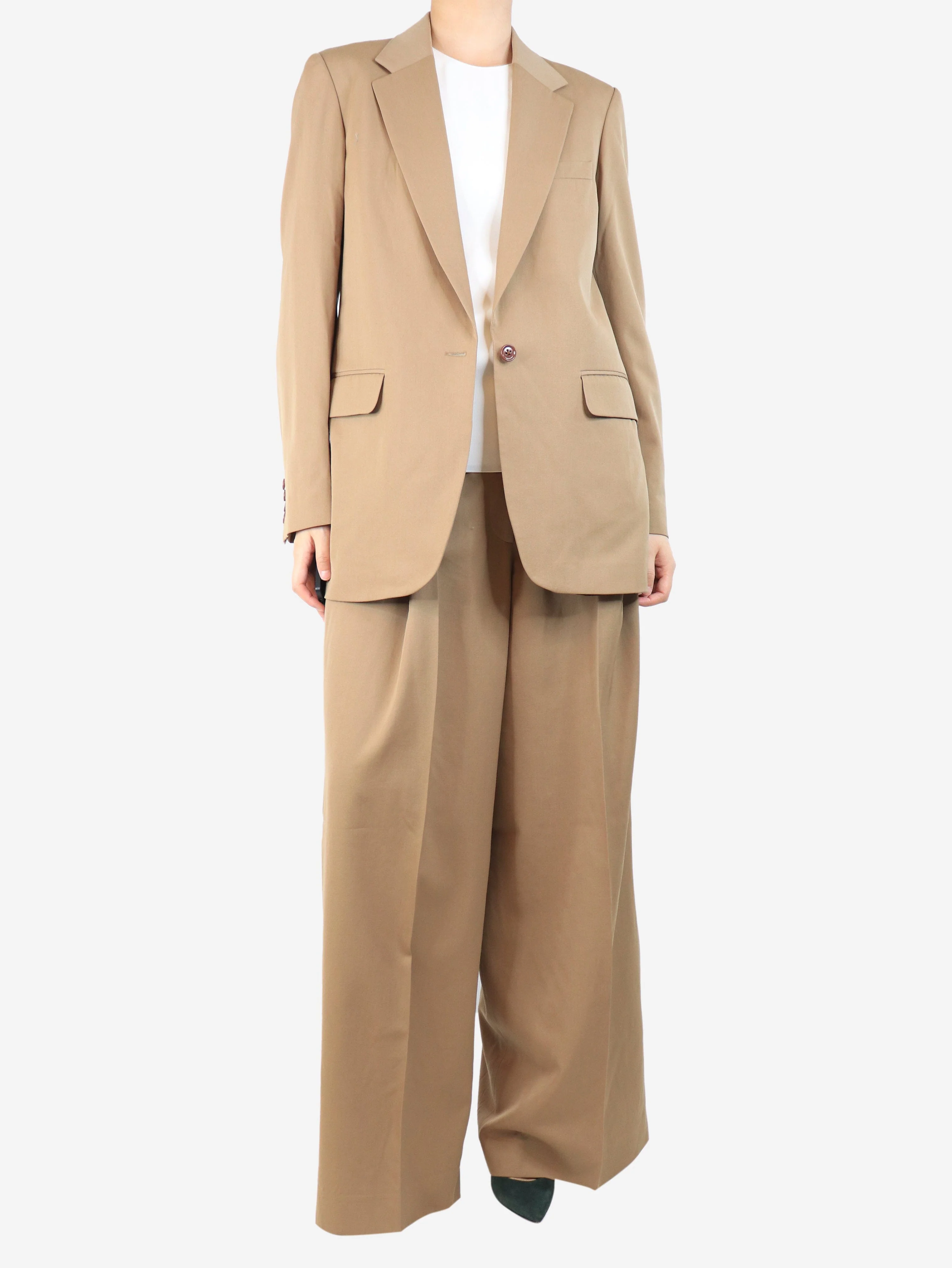 Camel wool suit set - size UK 10 - Image 3