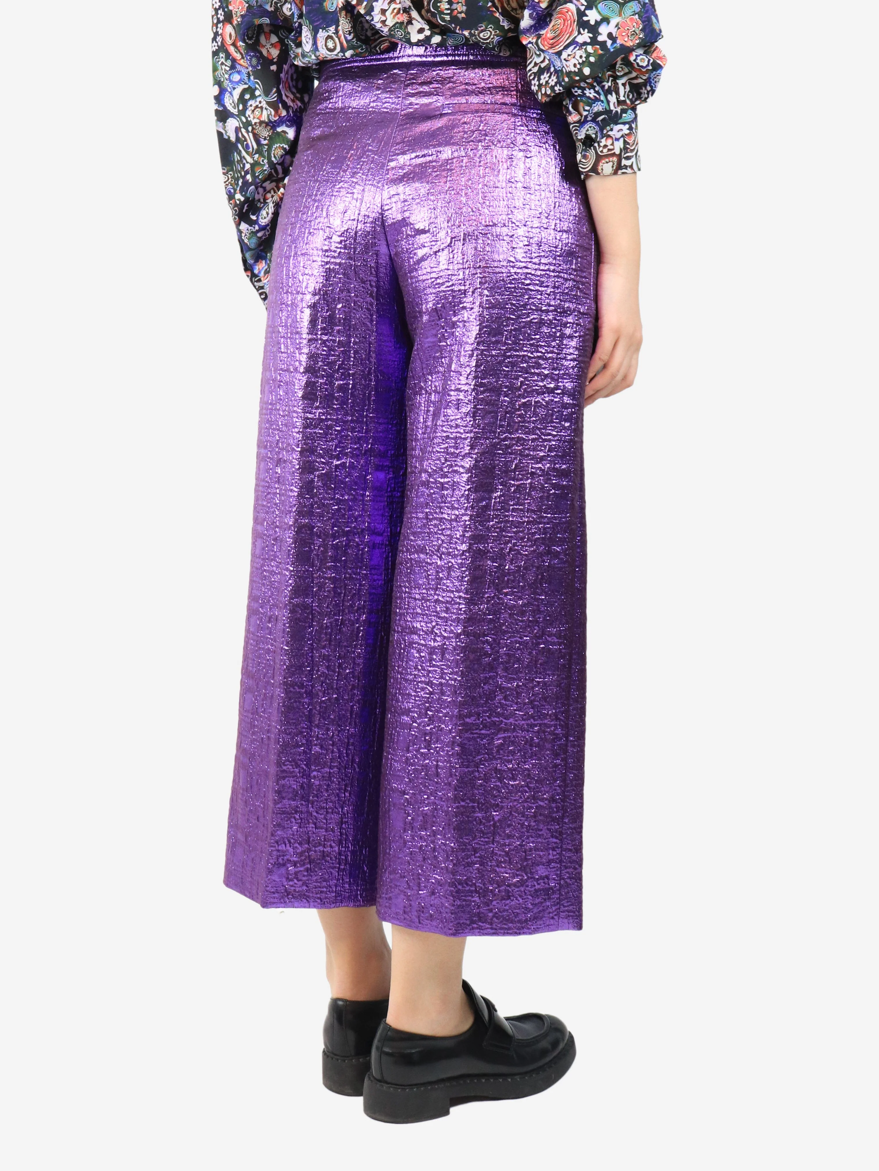 Purple metallic lurex trousers - size UK 10 - Image 3