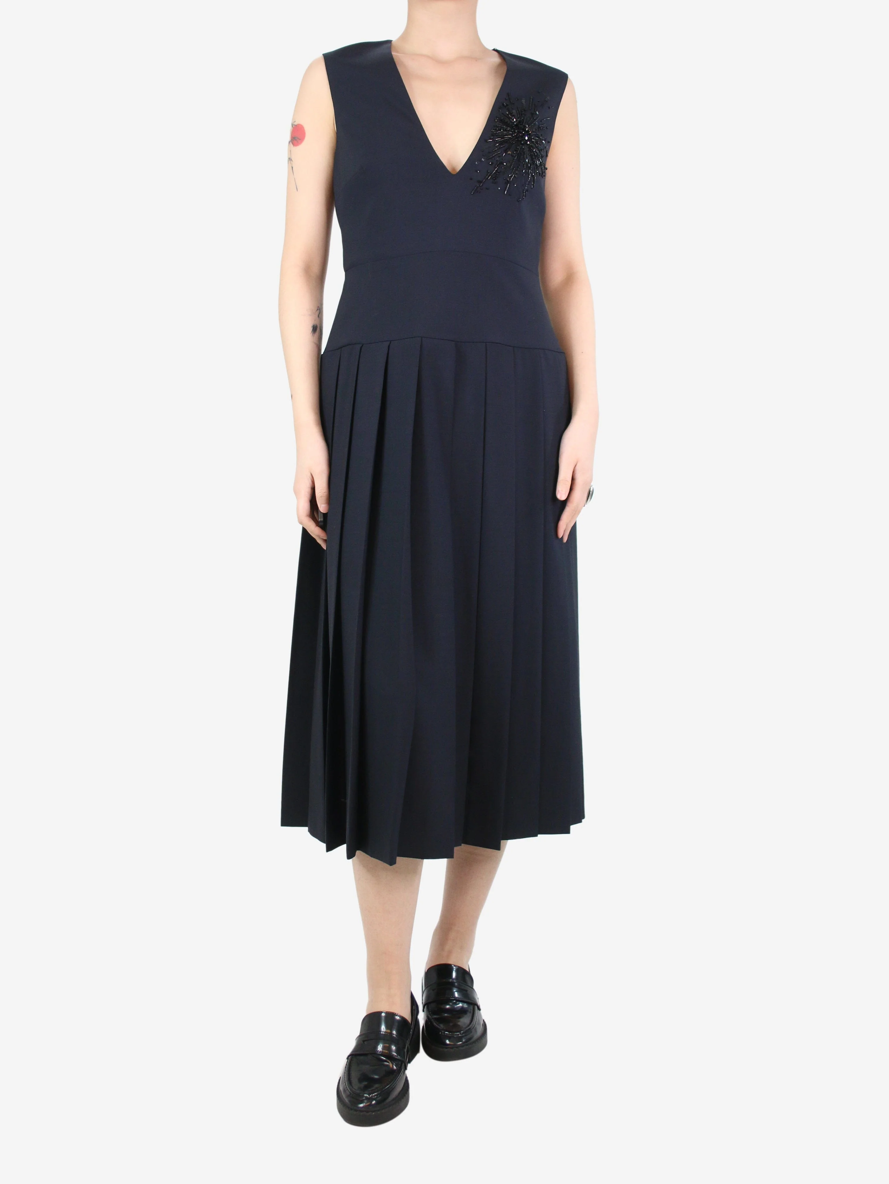 Blue sleeveless beaded dress - size US 6 - Image 5
