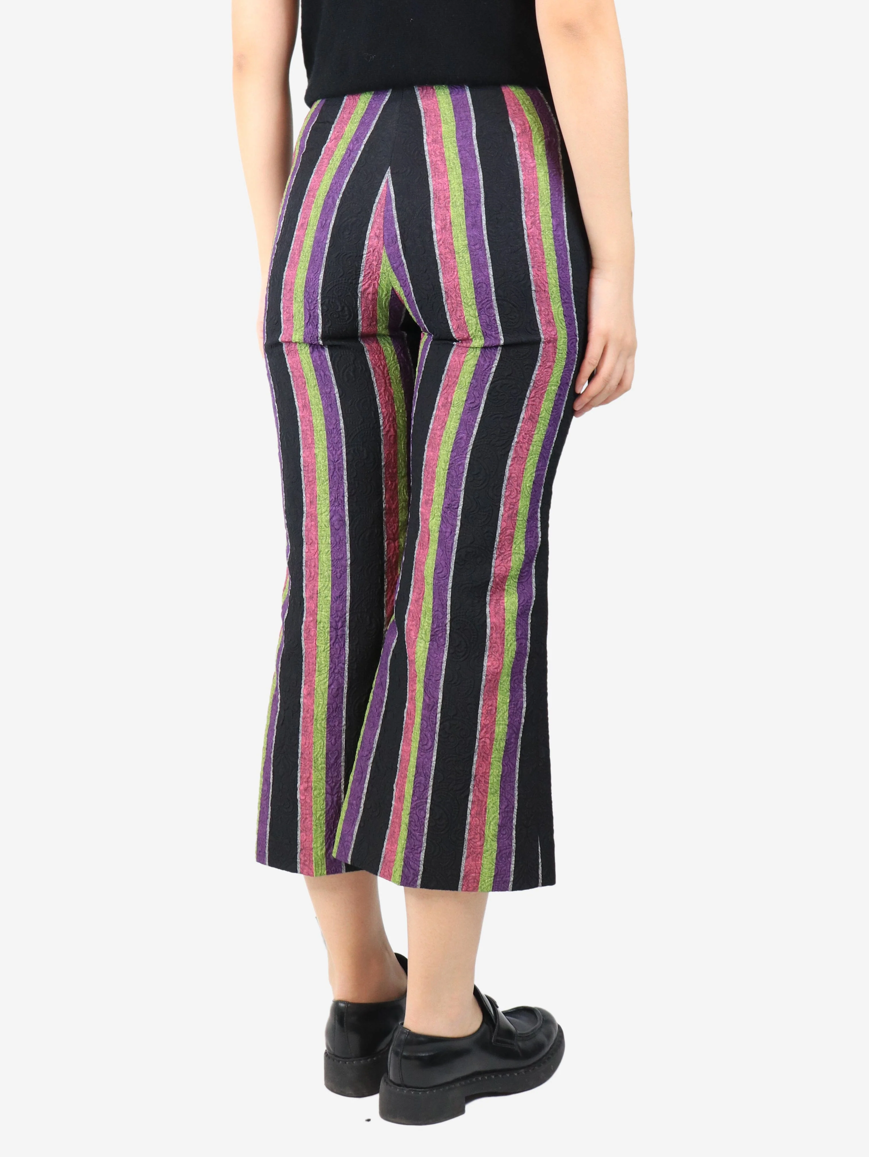 Black striped cloque trousers - size UK 10 - Image 3