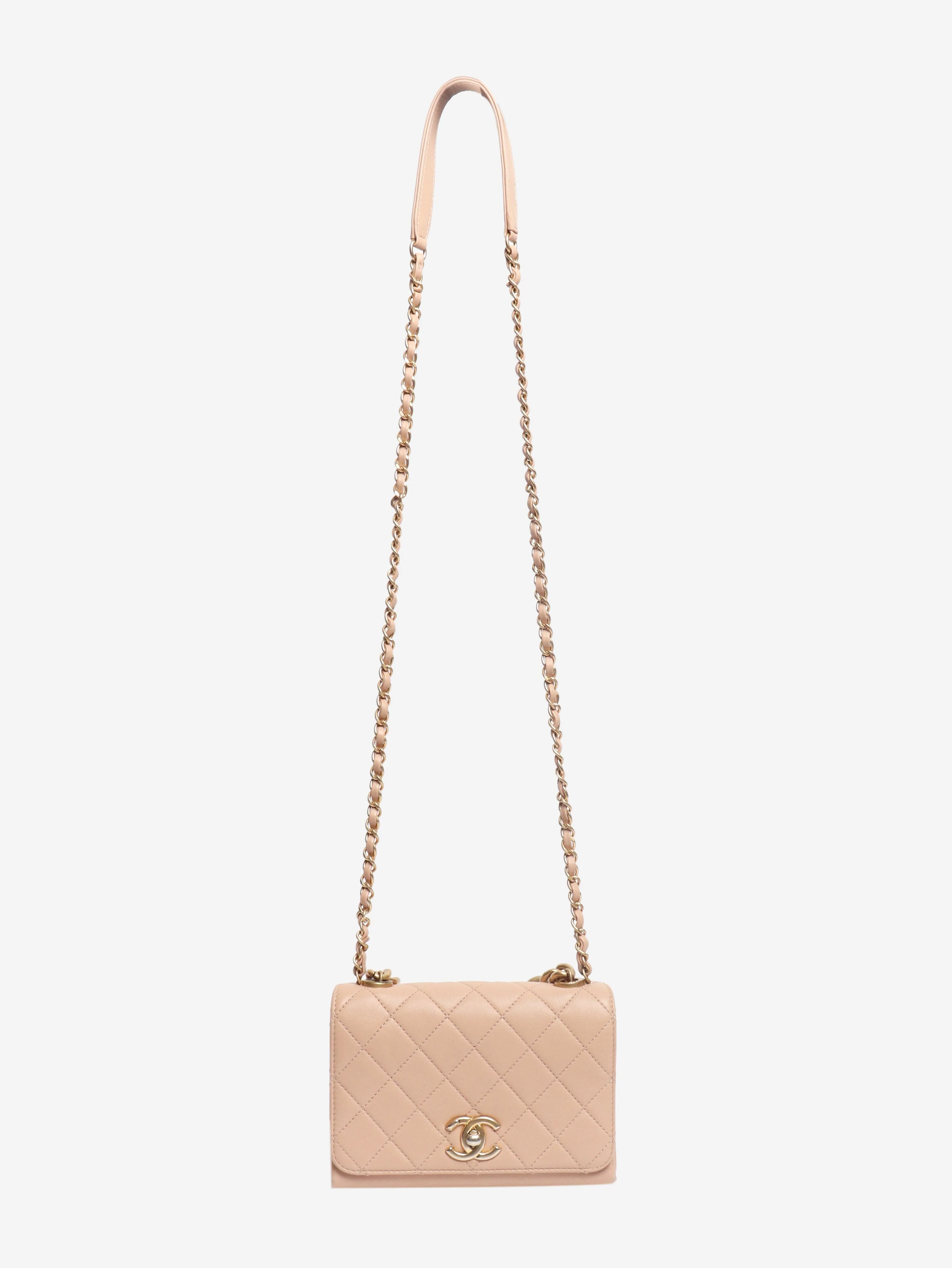 Dusty pink pearl chain mini flap bag - Image 2