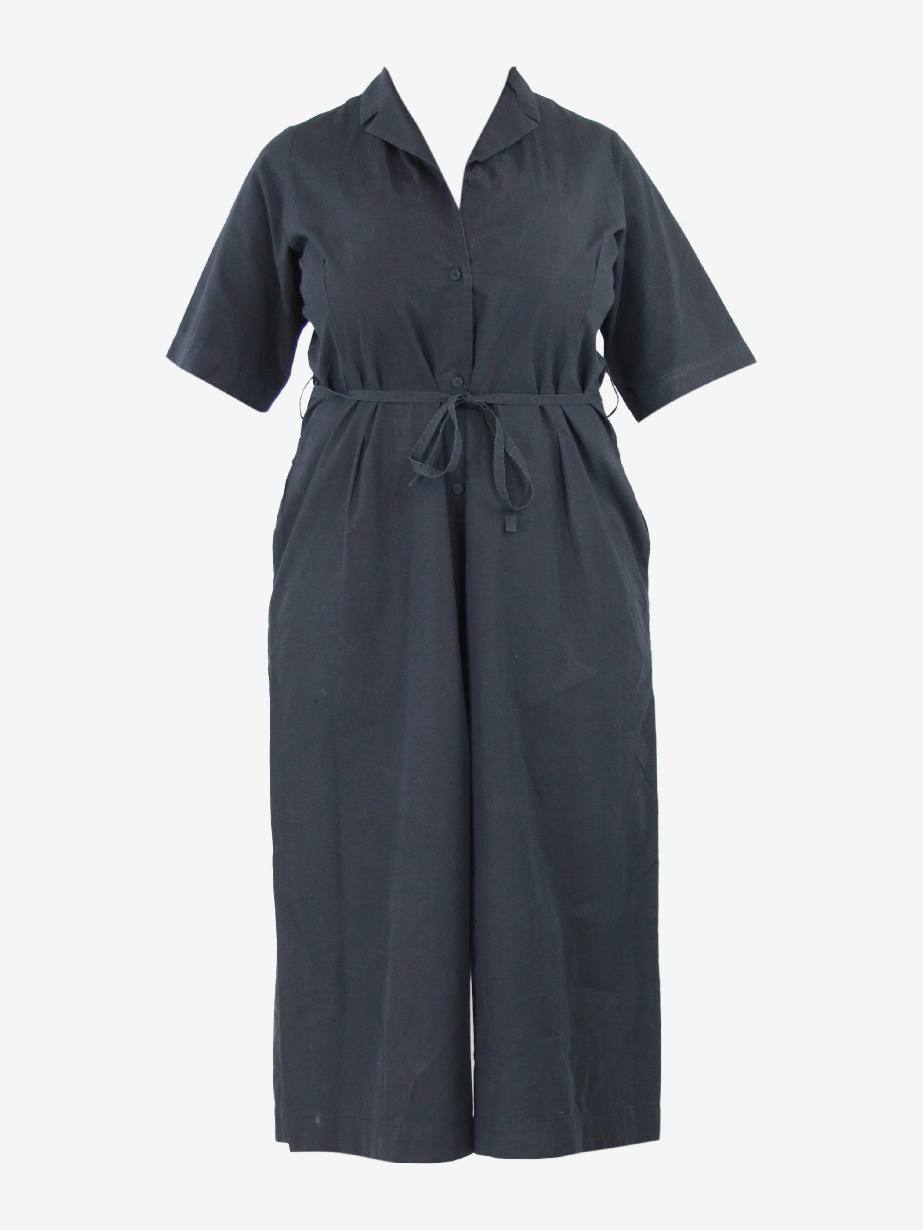 Black short-sleeved wide-leg jumpsuit - size L - Image 5