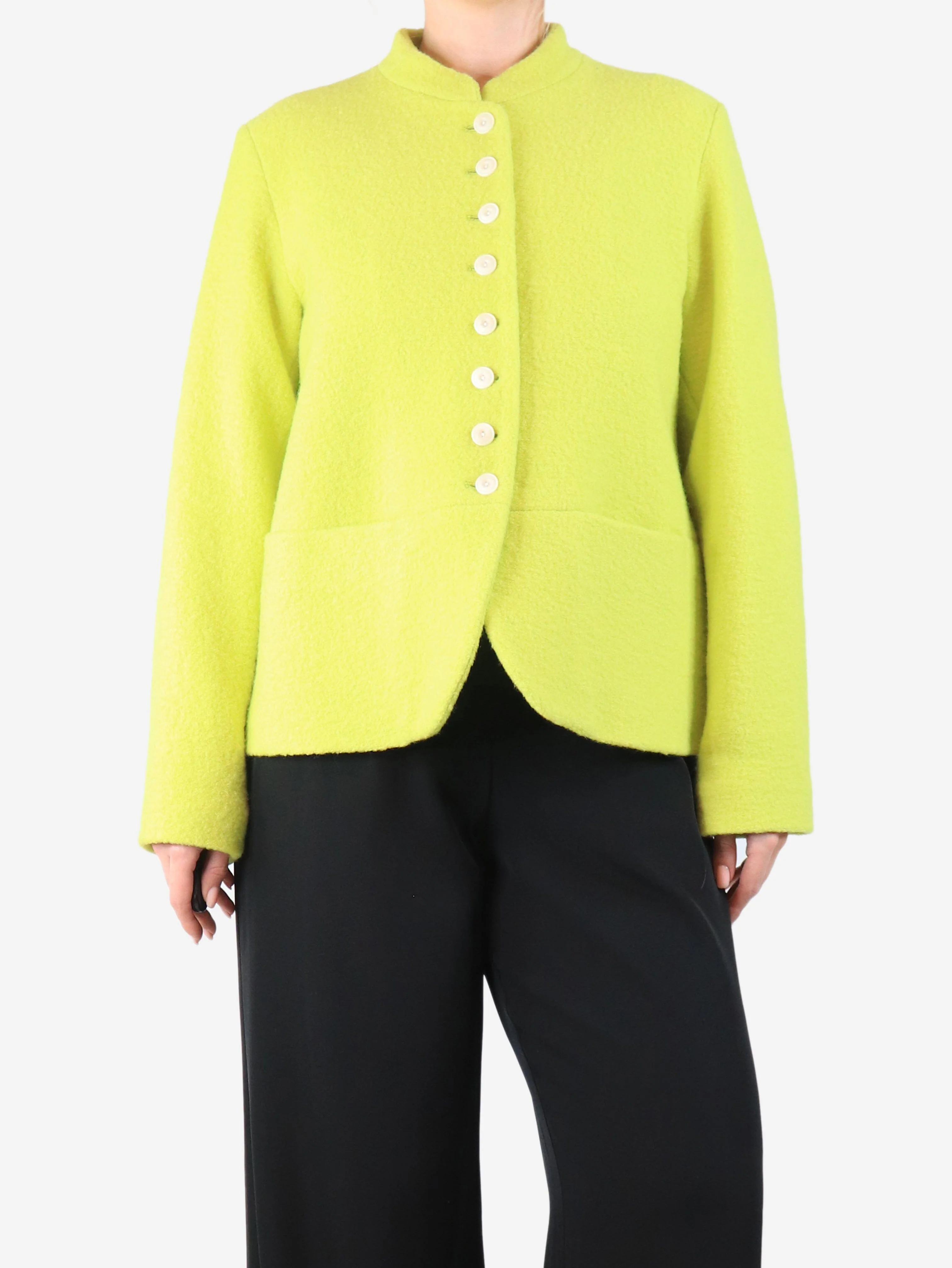 Neon yellow boiled wool jacket - size L