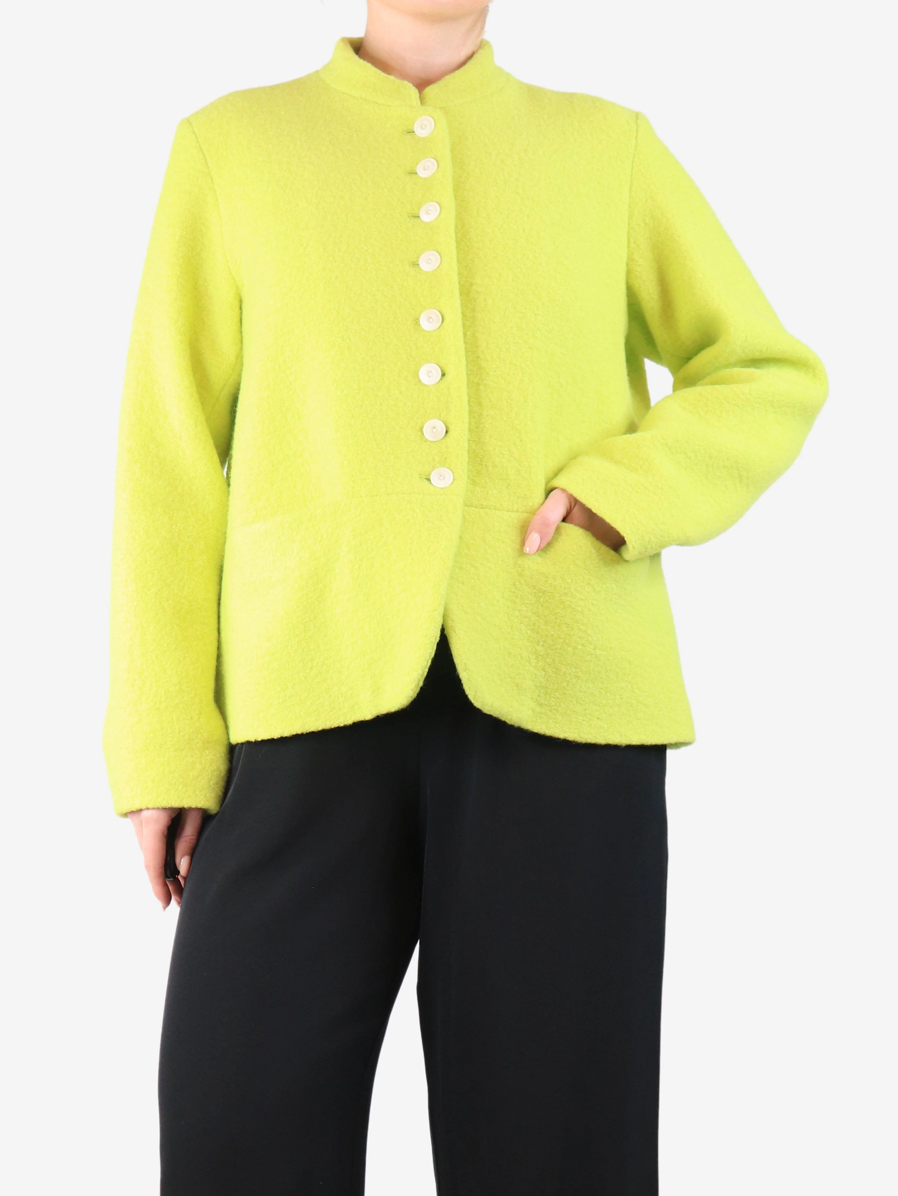 Neon yellow boiled wool jacket - size L - Image 3