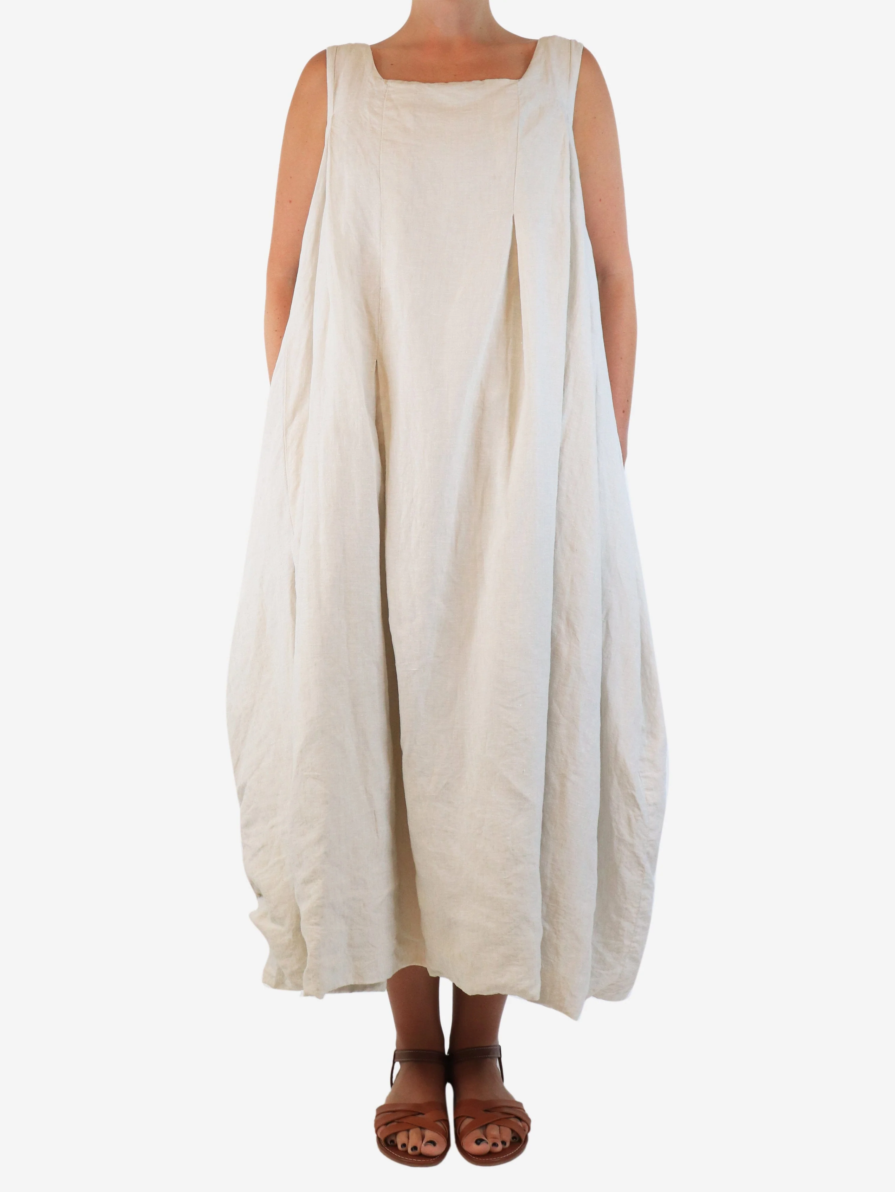 Ecru textured linen dress - size