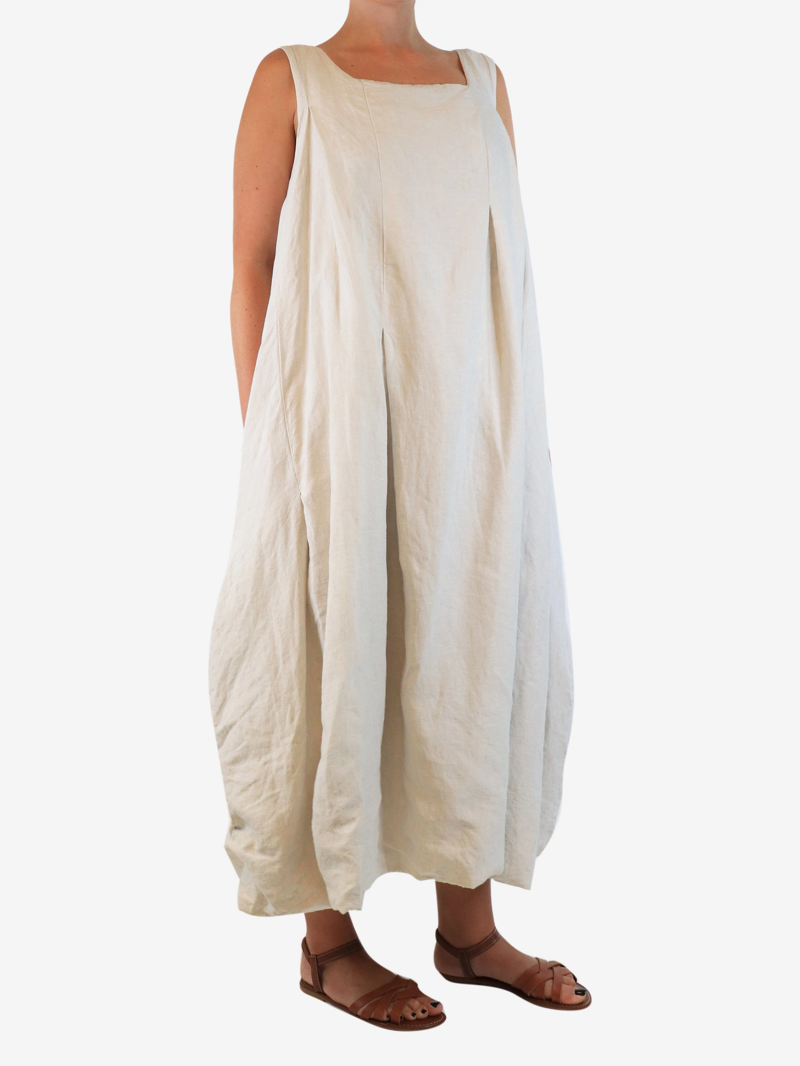 Ecru textured linen dress - size - Image 3