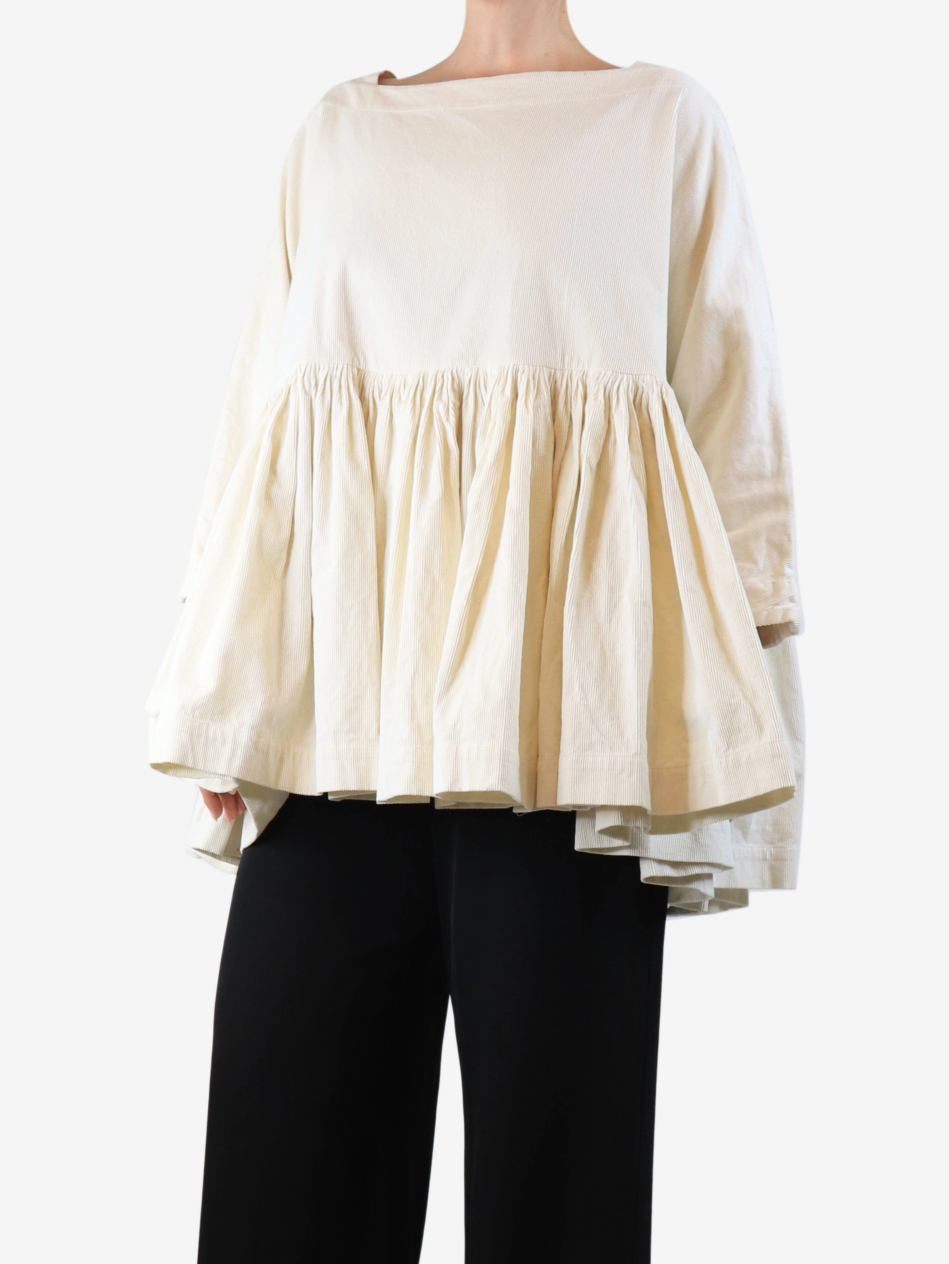 Ivory corduroy peplum top - size