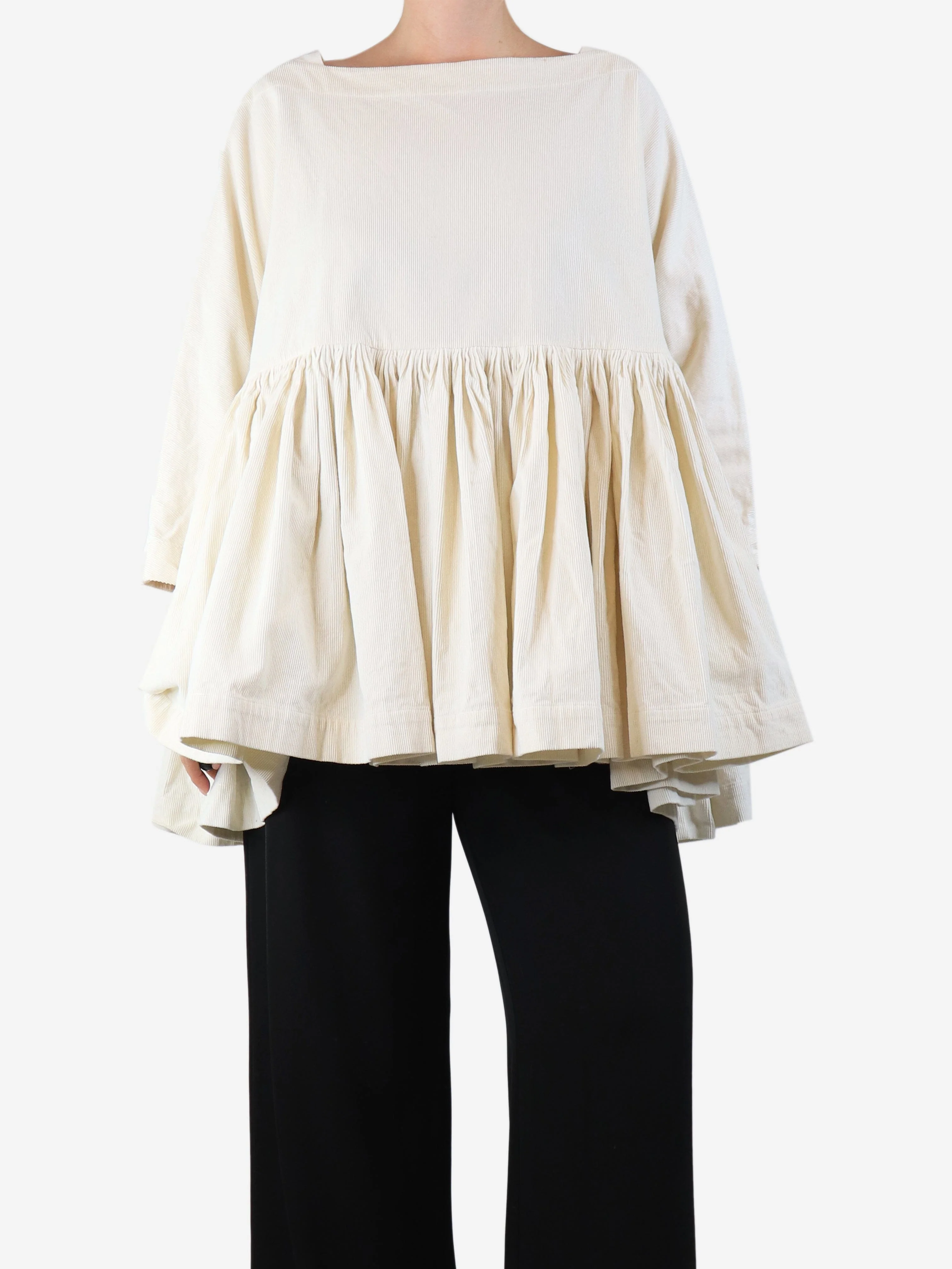 Ivory corduroy peplum top - size - Image 3