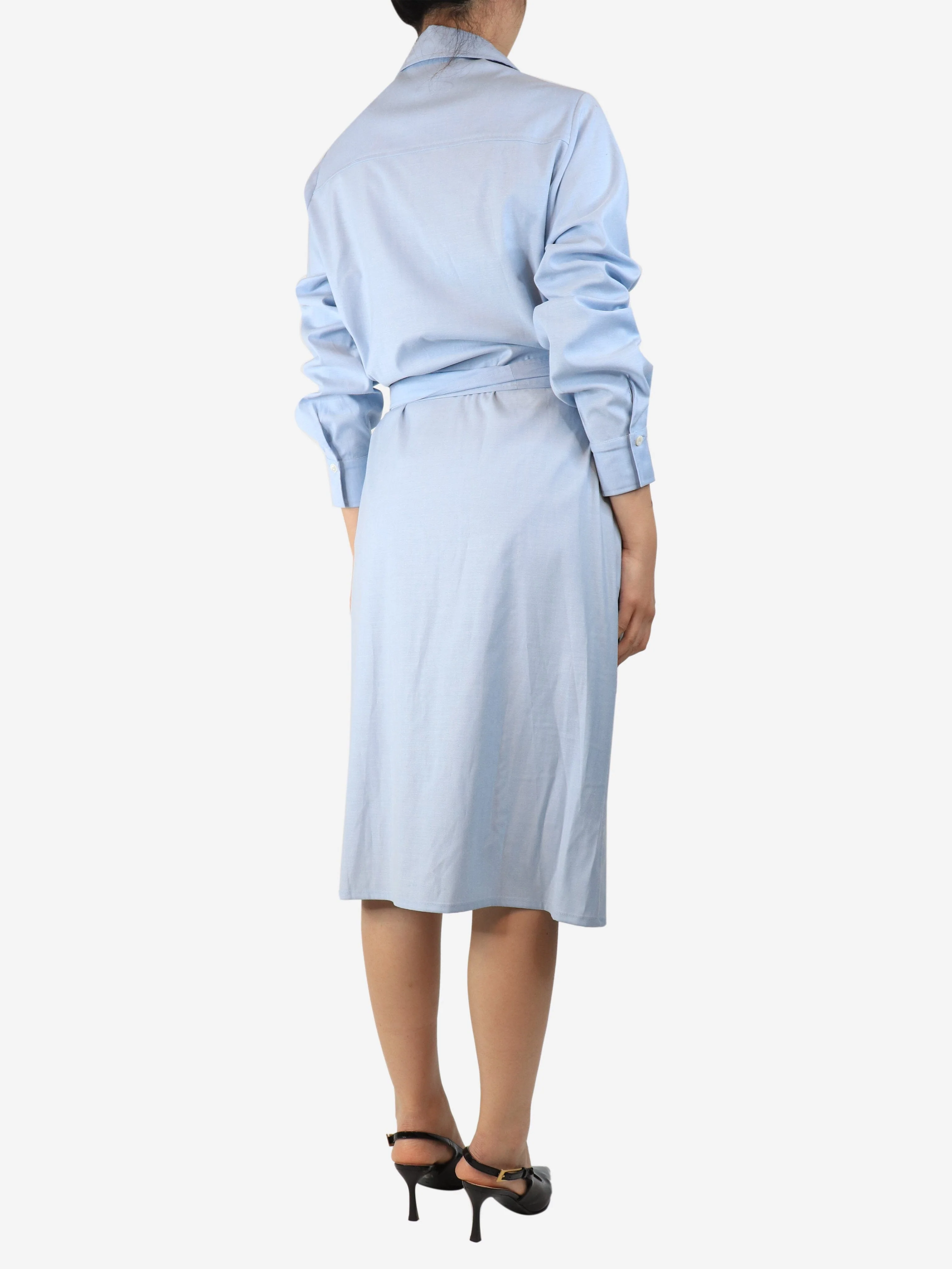 Light blue belted midi shirt dress - size UK 10 - Image 2