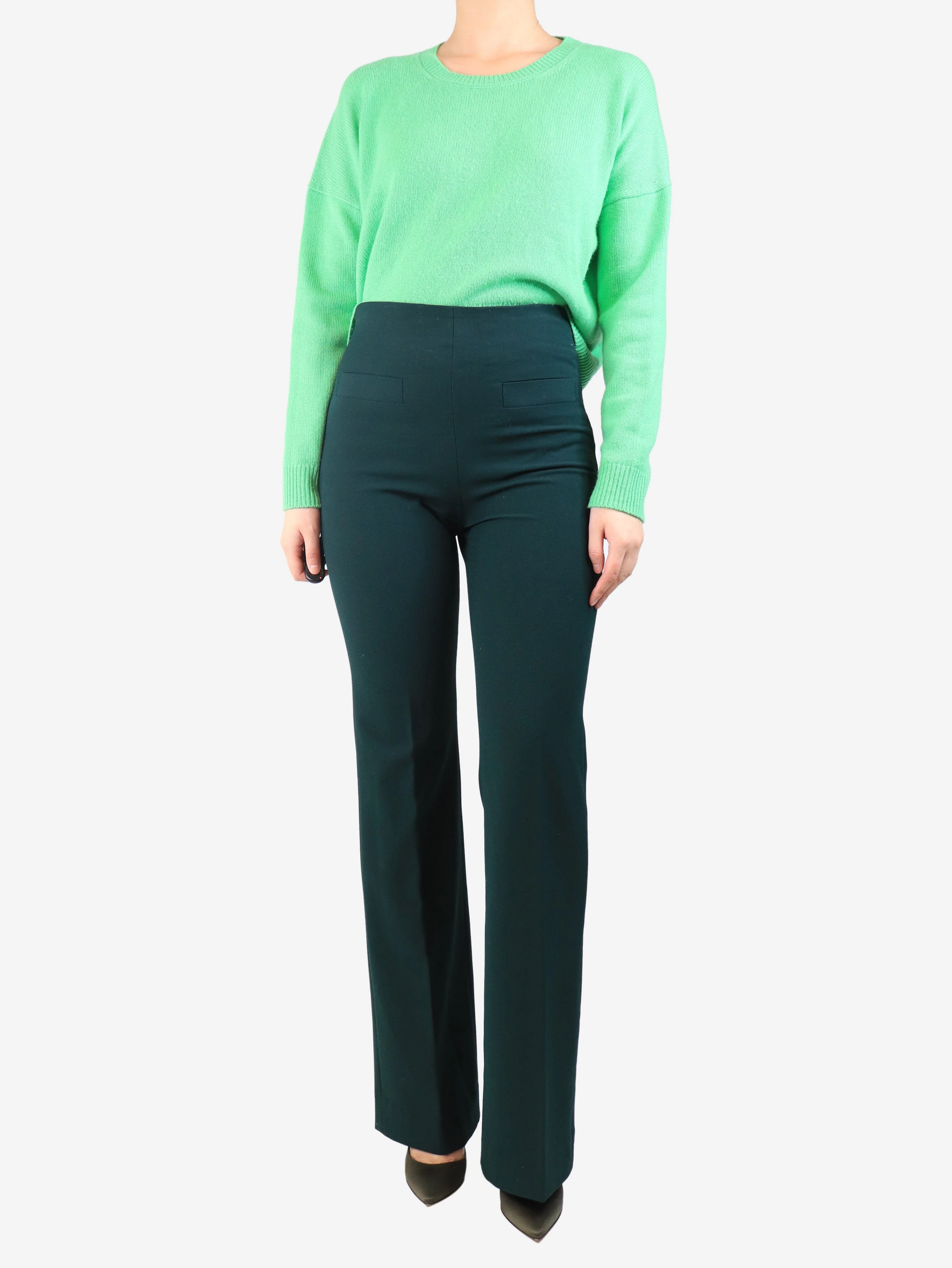 Emerald green straight-leg trousers - size UK 8 - Image 2