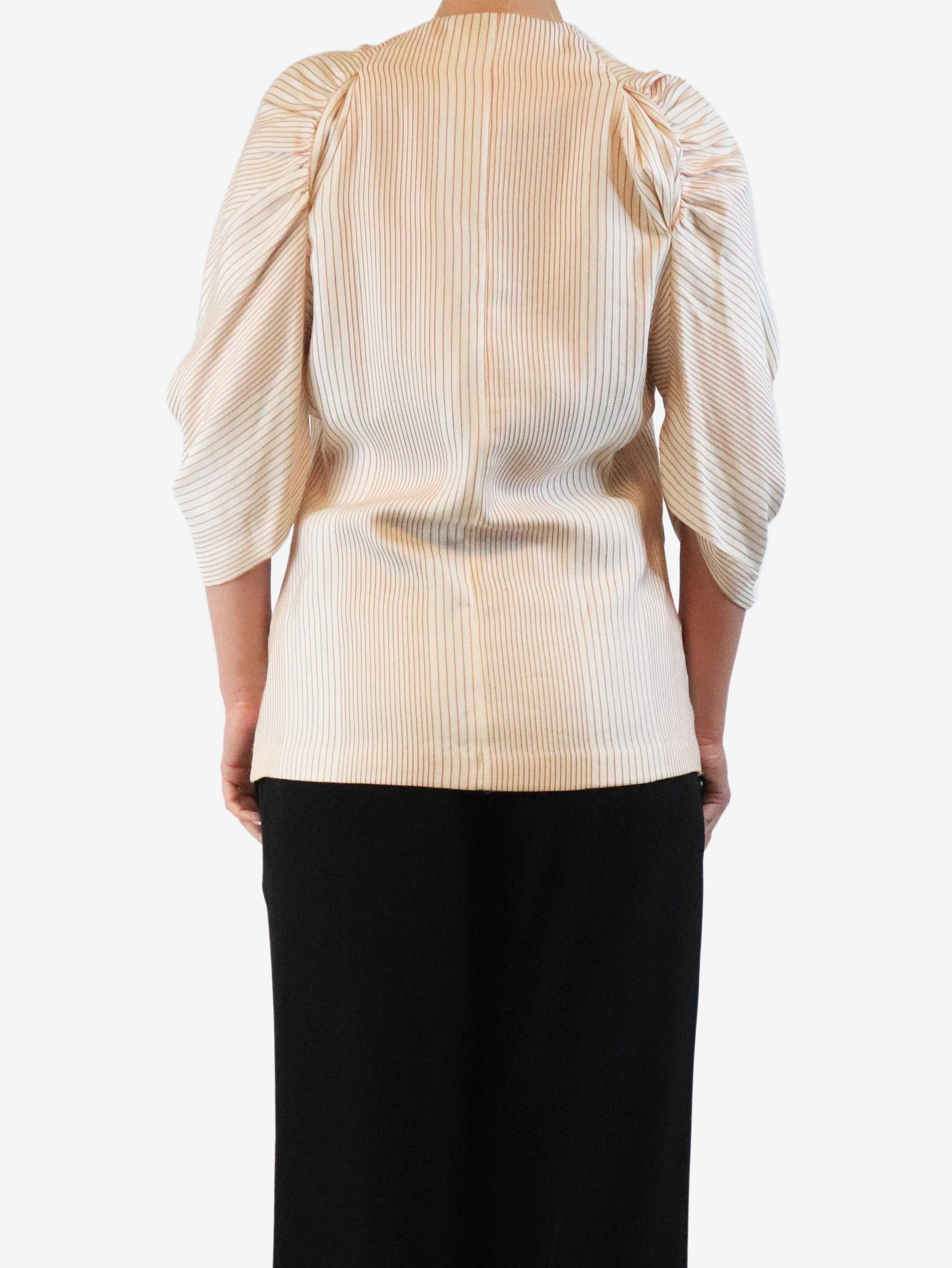 Cream striped silk top - size UK 12 - Image 3