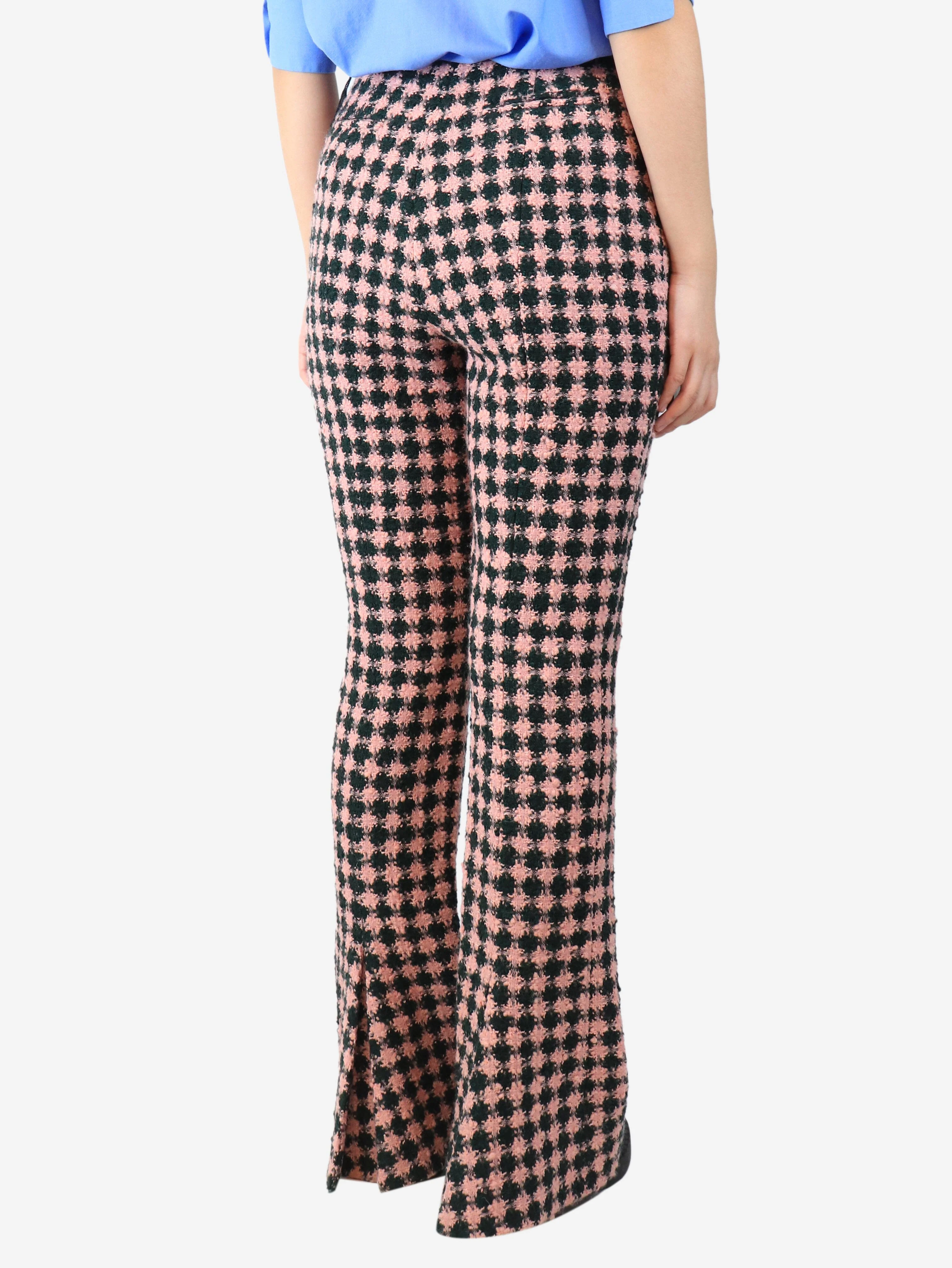 Green and pink tweed kick flare trousers - size UK 12 - Image 3