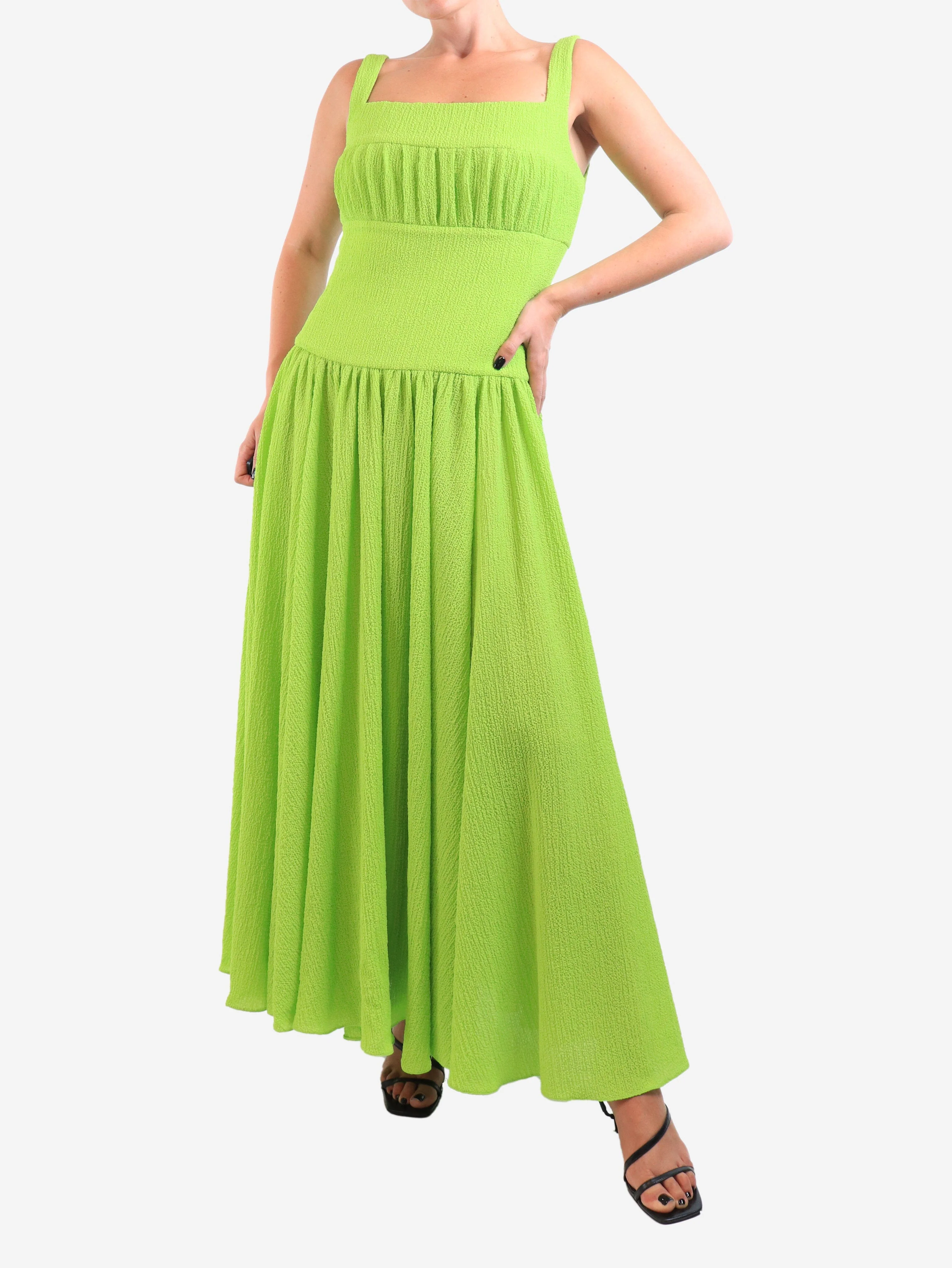 Green sleeveless evening gown - size UK 12 - Image 2