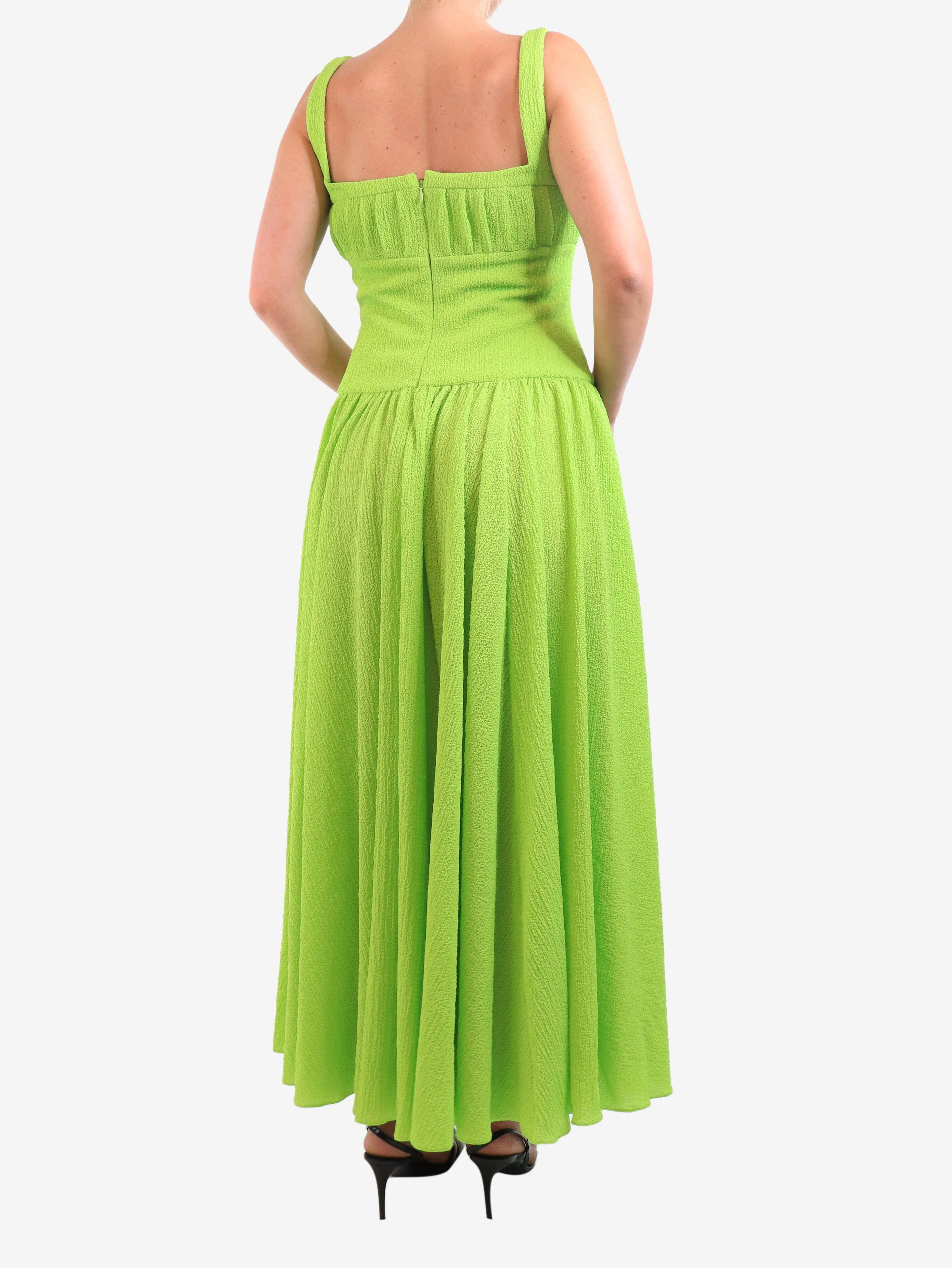 Green sleeveless evening gown - size UK 12 - Image 3