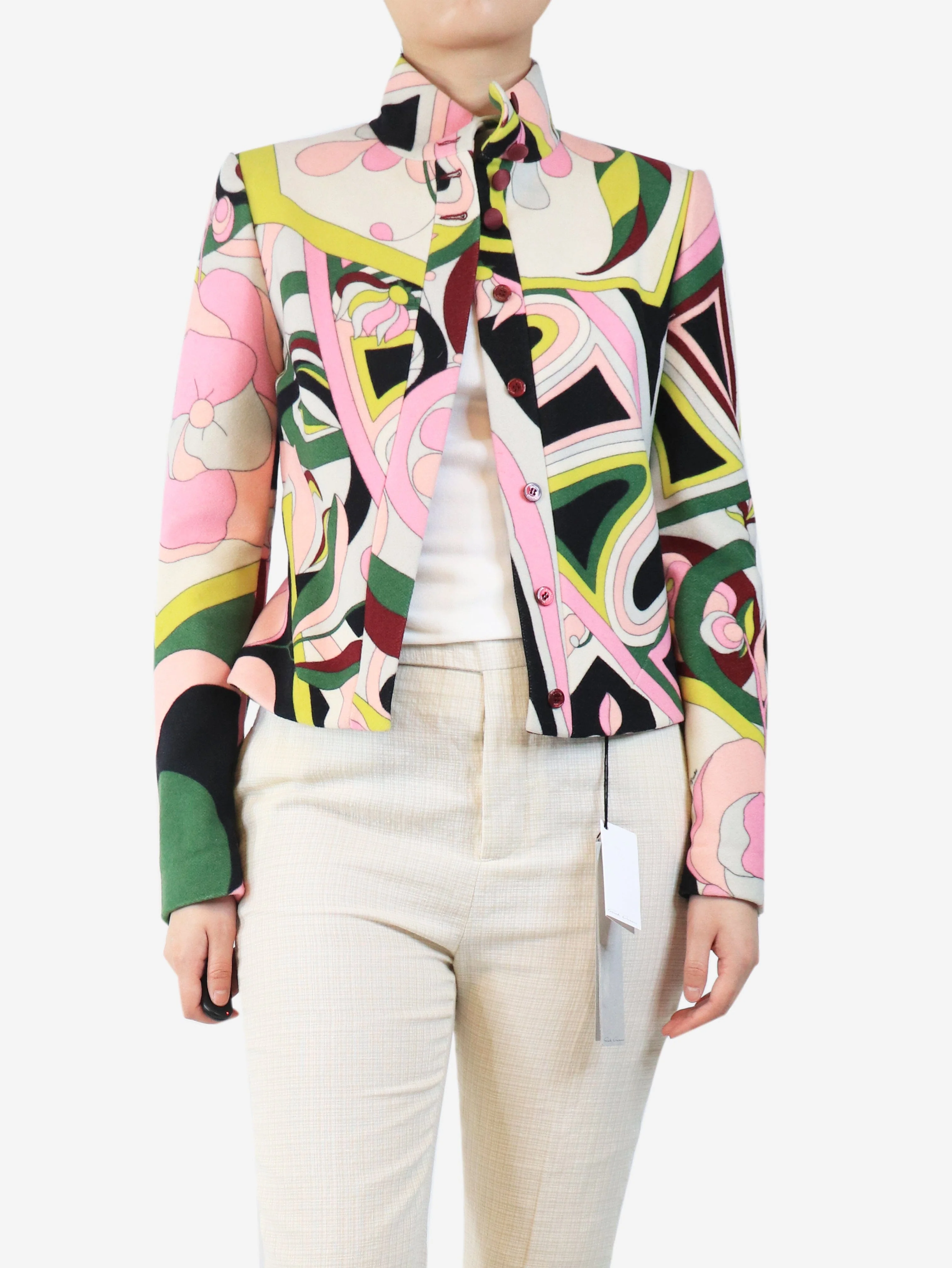 Multicolour printed wool jacket - size UK 12 - Image 3