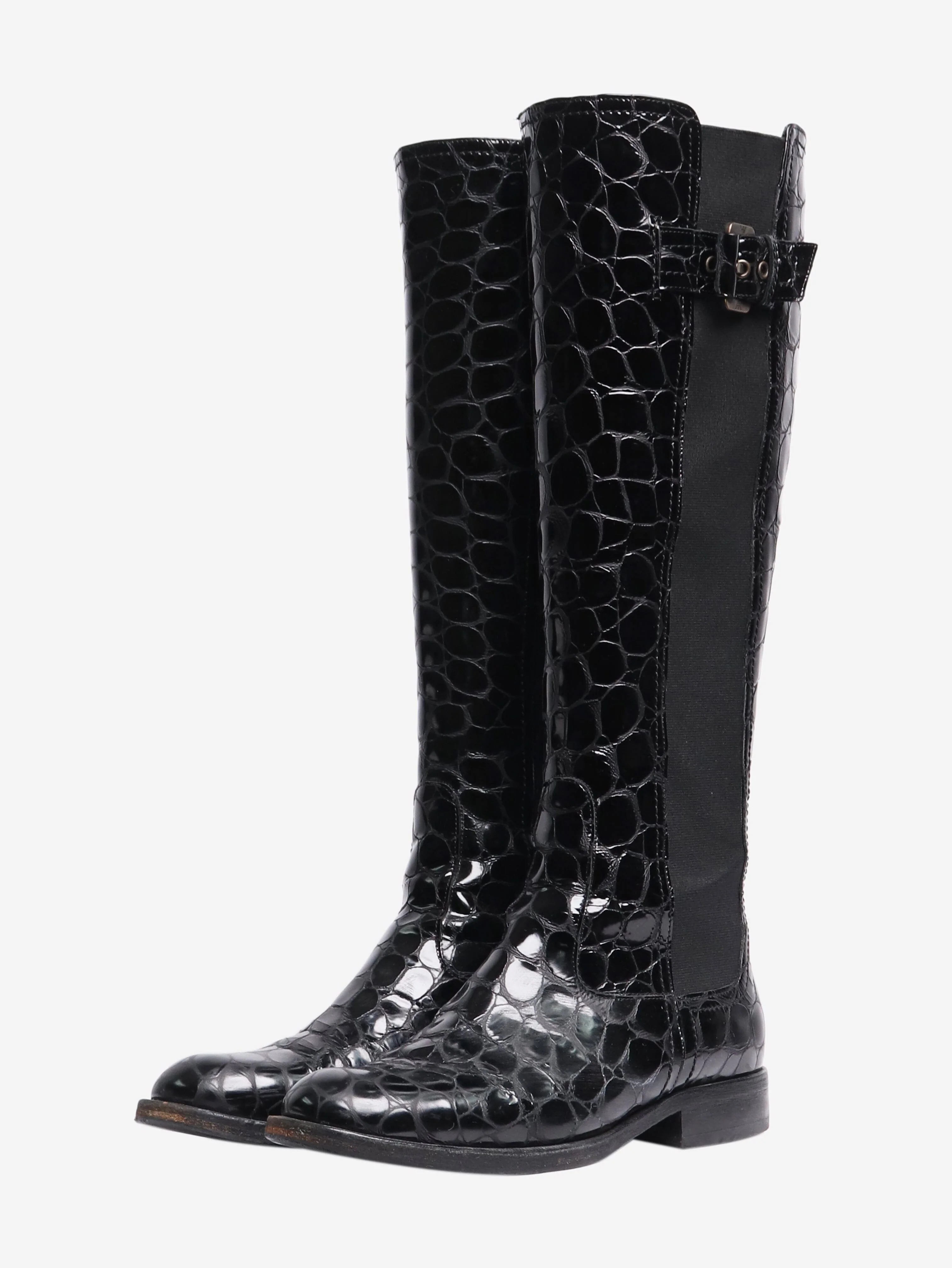 Black croc effect knee-high Chelsea boots - size EU 37 - Image 2