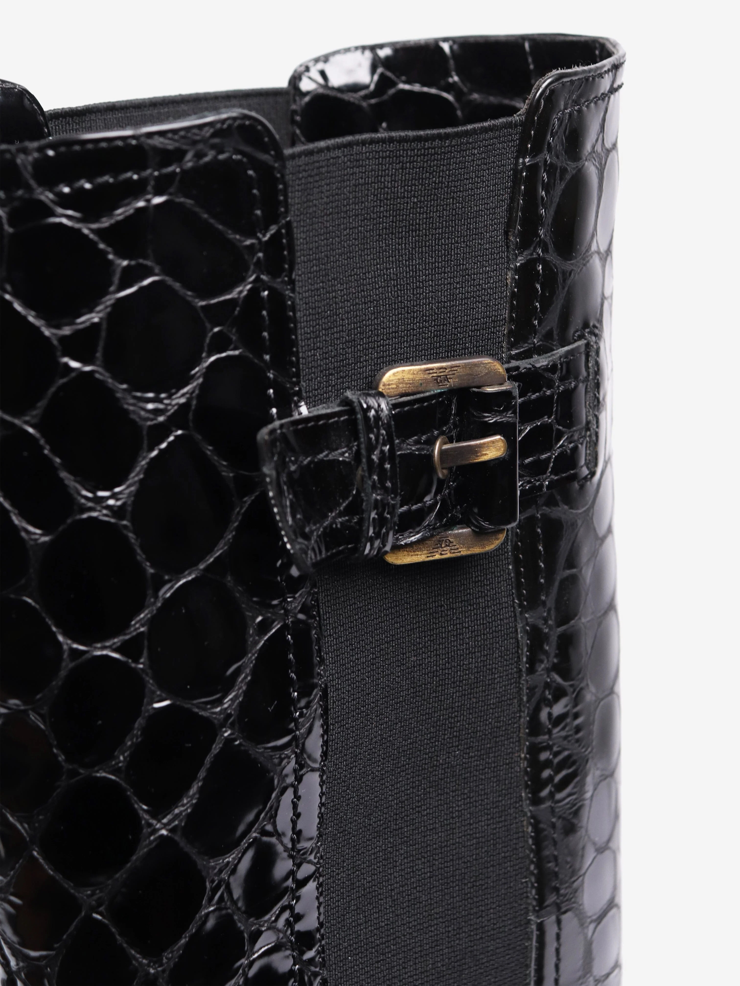 Black croc effect knee-high Chelsea boots - size EU 37 - Image 4