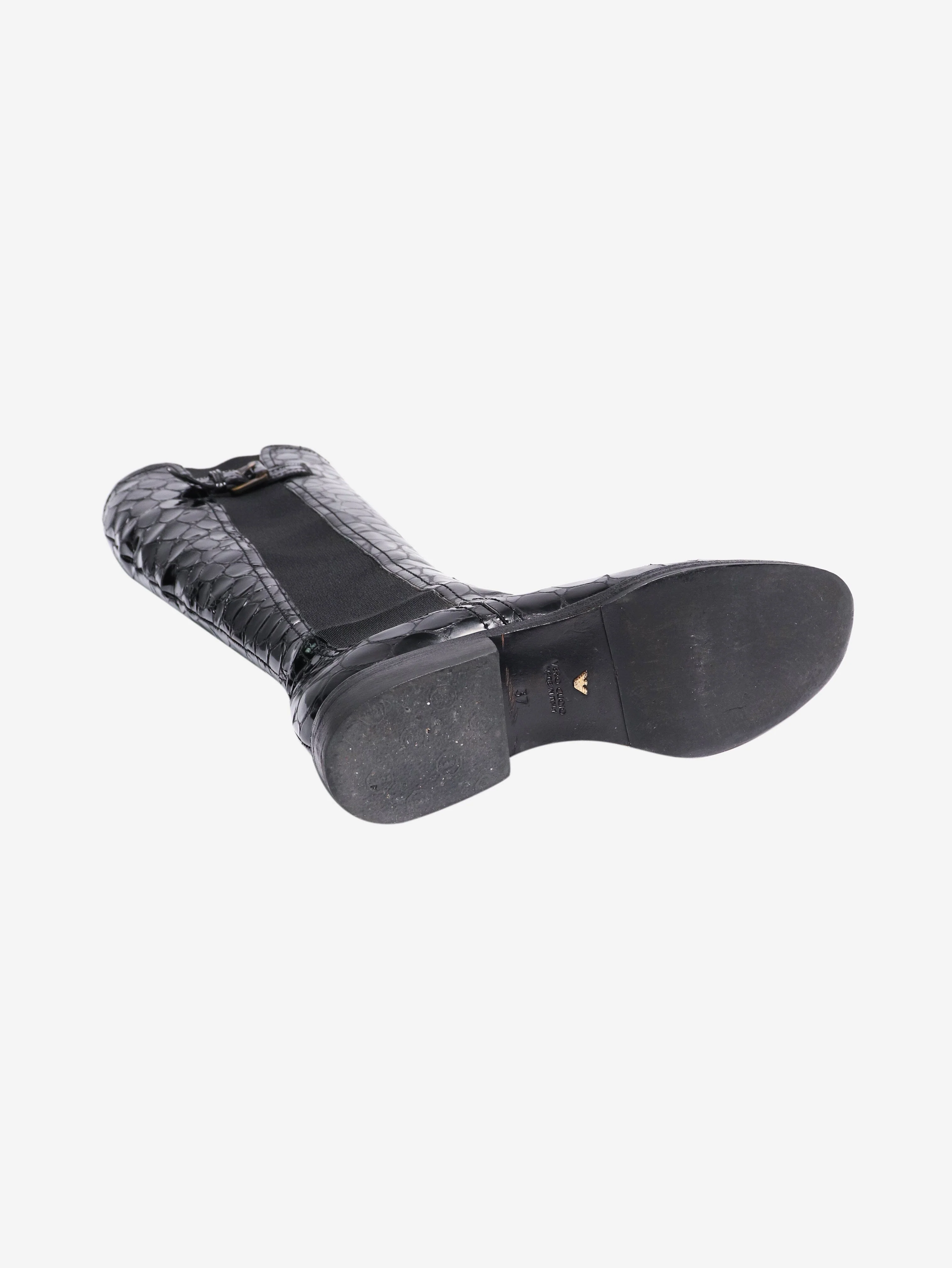 Black croc effect knee-high Chelsea boots - size EU 37 - Image 6