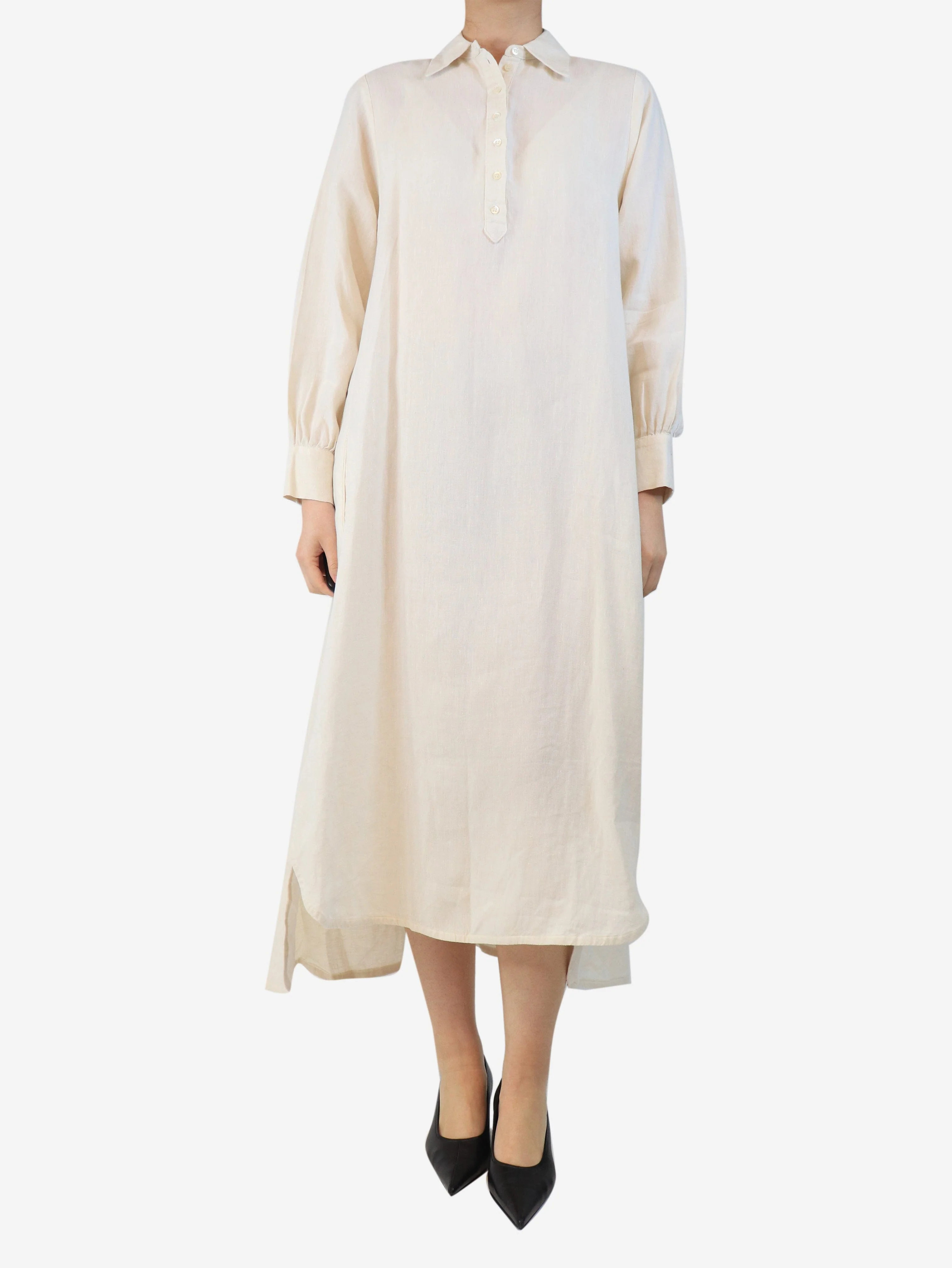Ercu linen shirt dress - size UK 10