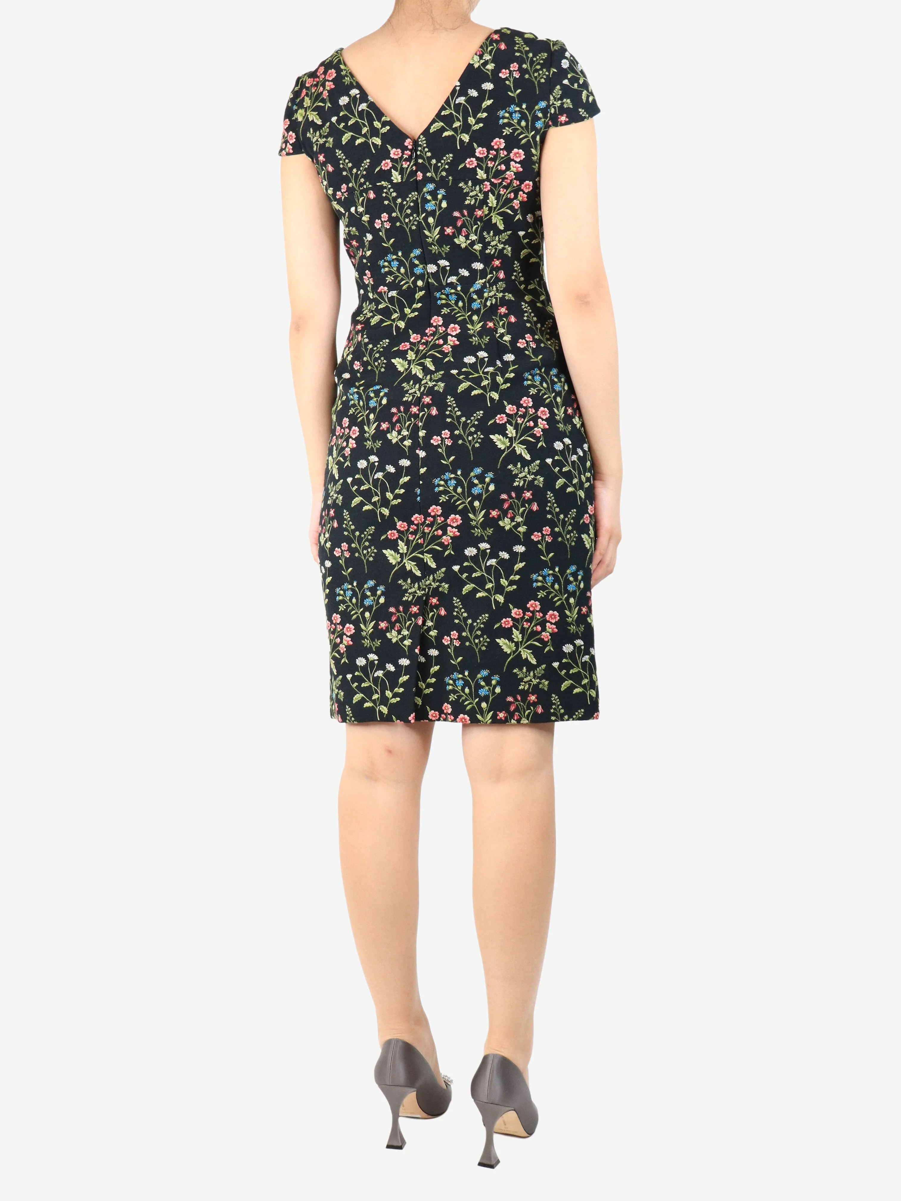 Black Marion floral jacquard midi dress - size UK 10 - Image 2