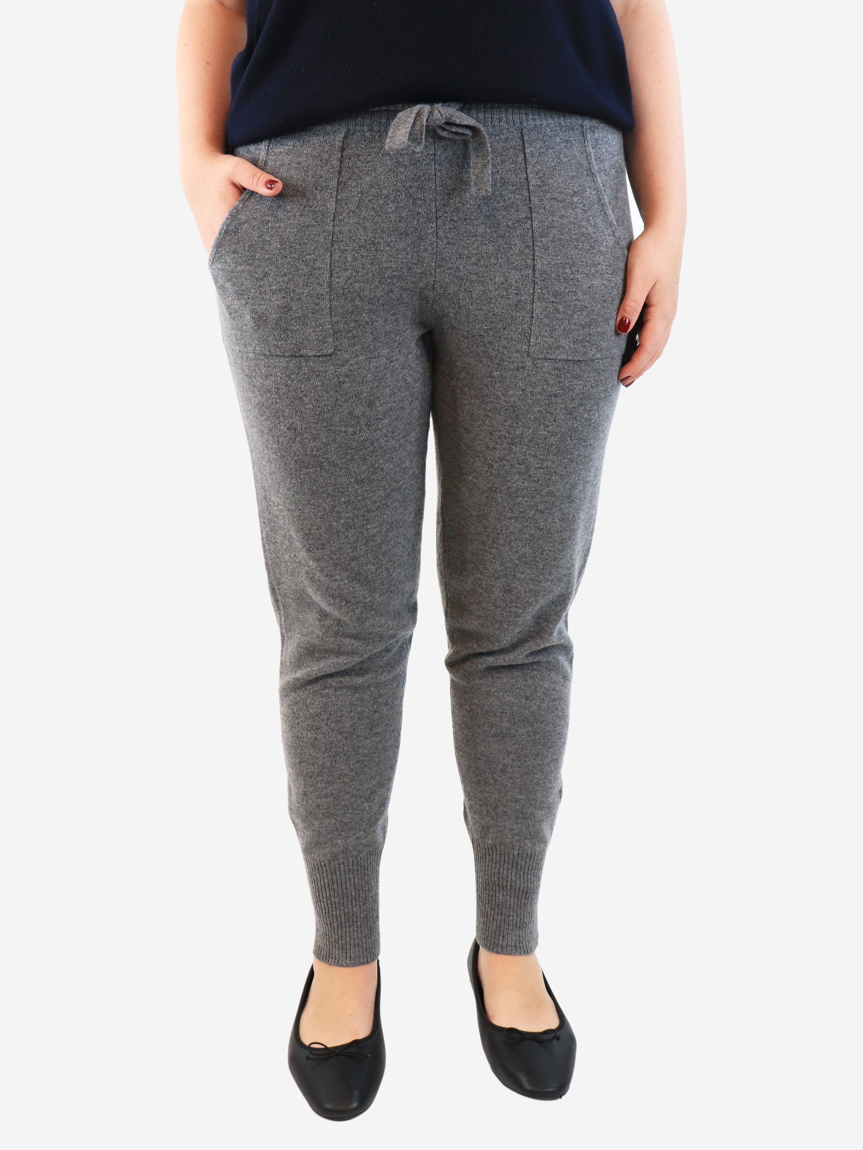 Grey wool-blend knit trousers - size XL