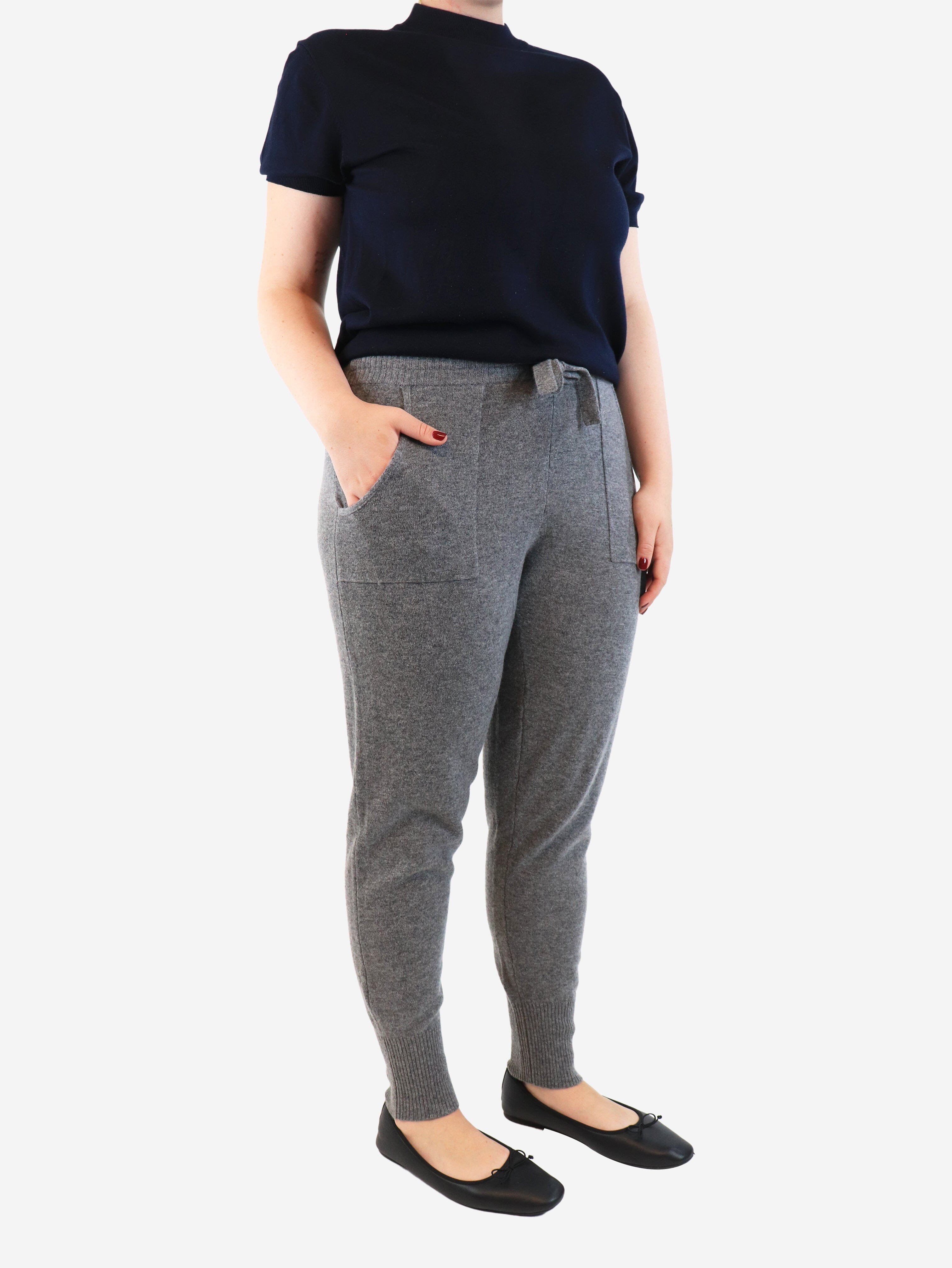Grey wool-blend knit trousers - size XL - Image 2