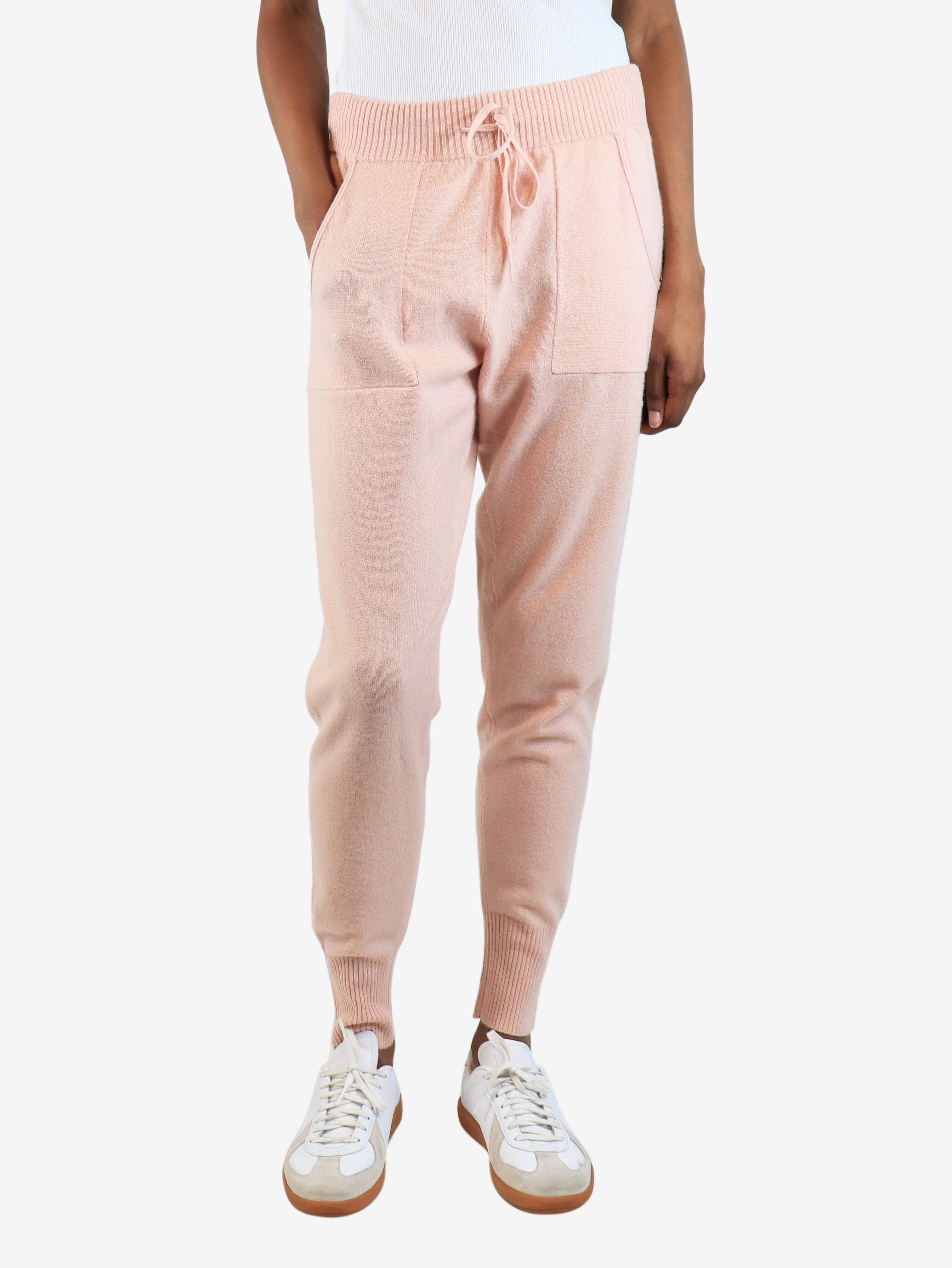 Pink wool-blend knit trousers - size M
