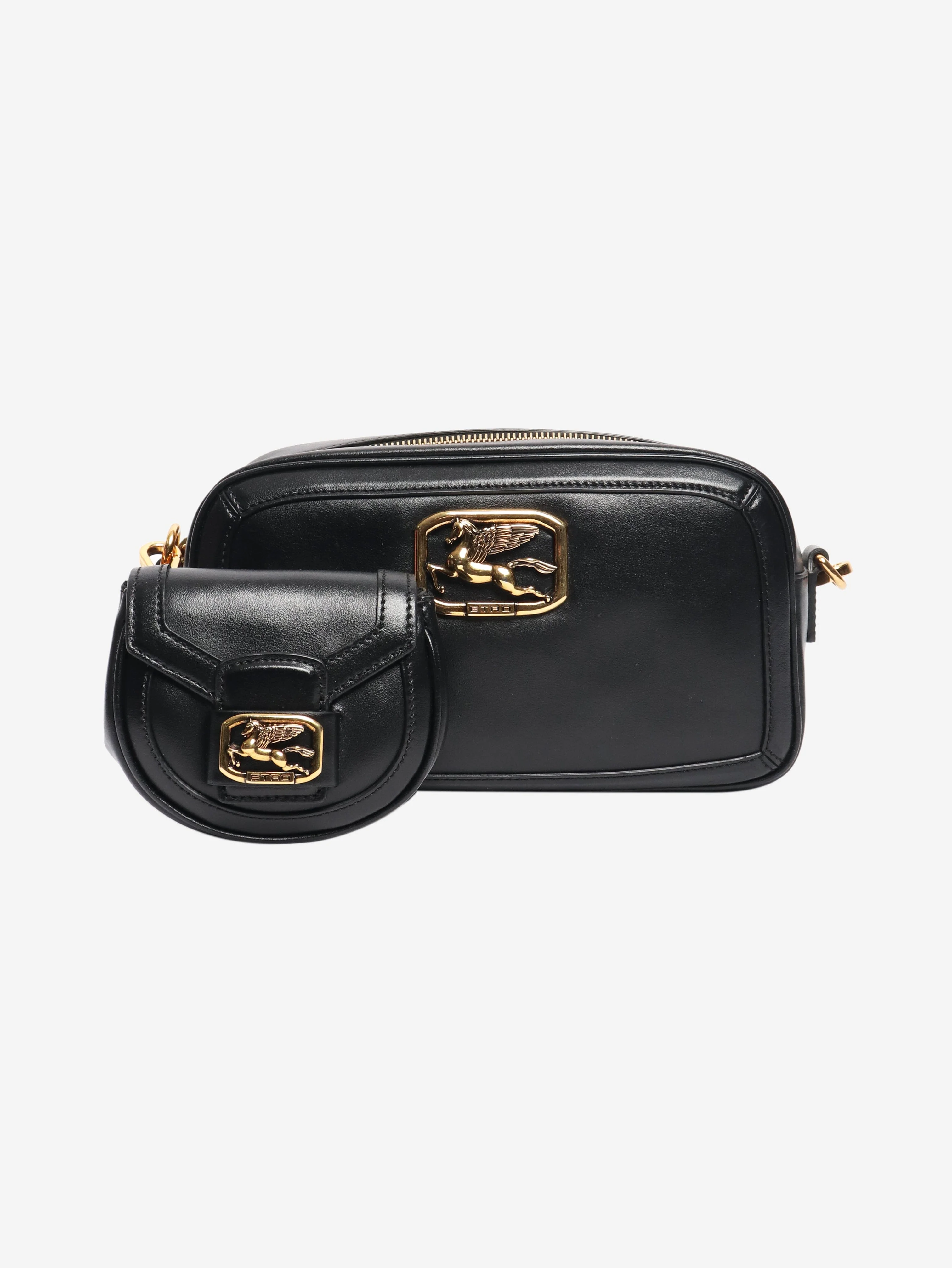 Black leather crossbody bag