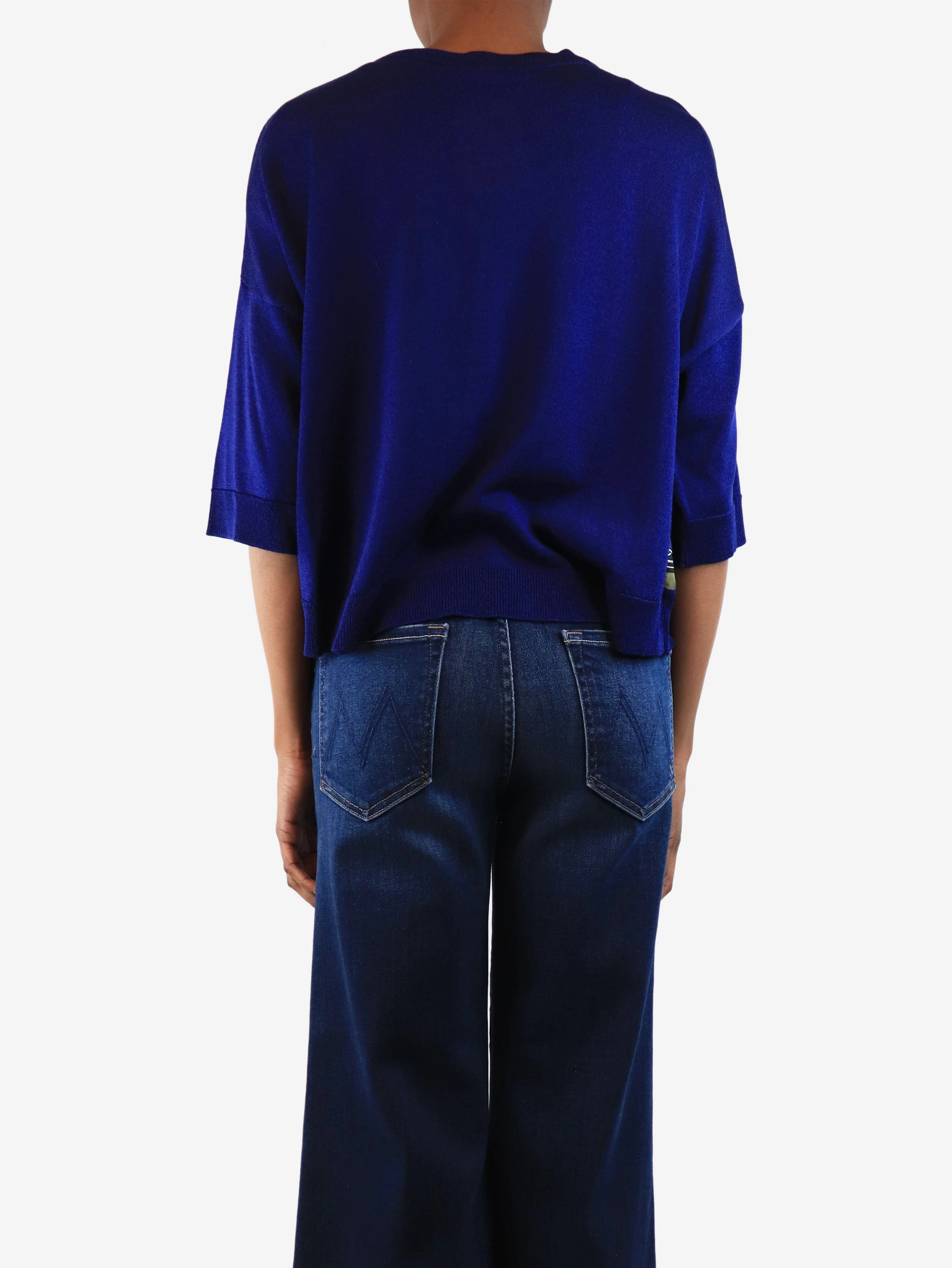 Blue printed silk top - size UK 6 - Image 2