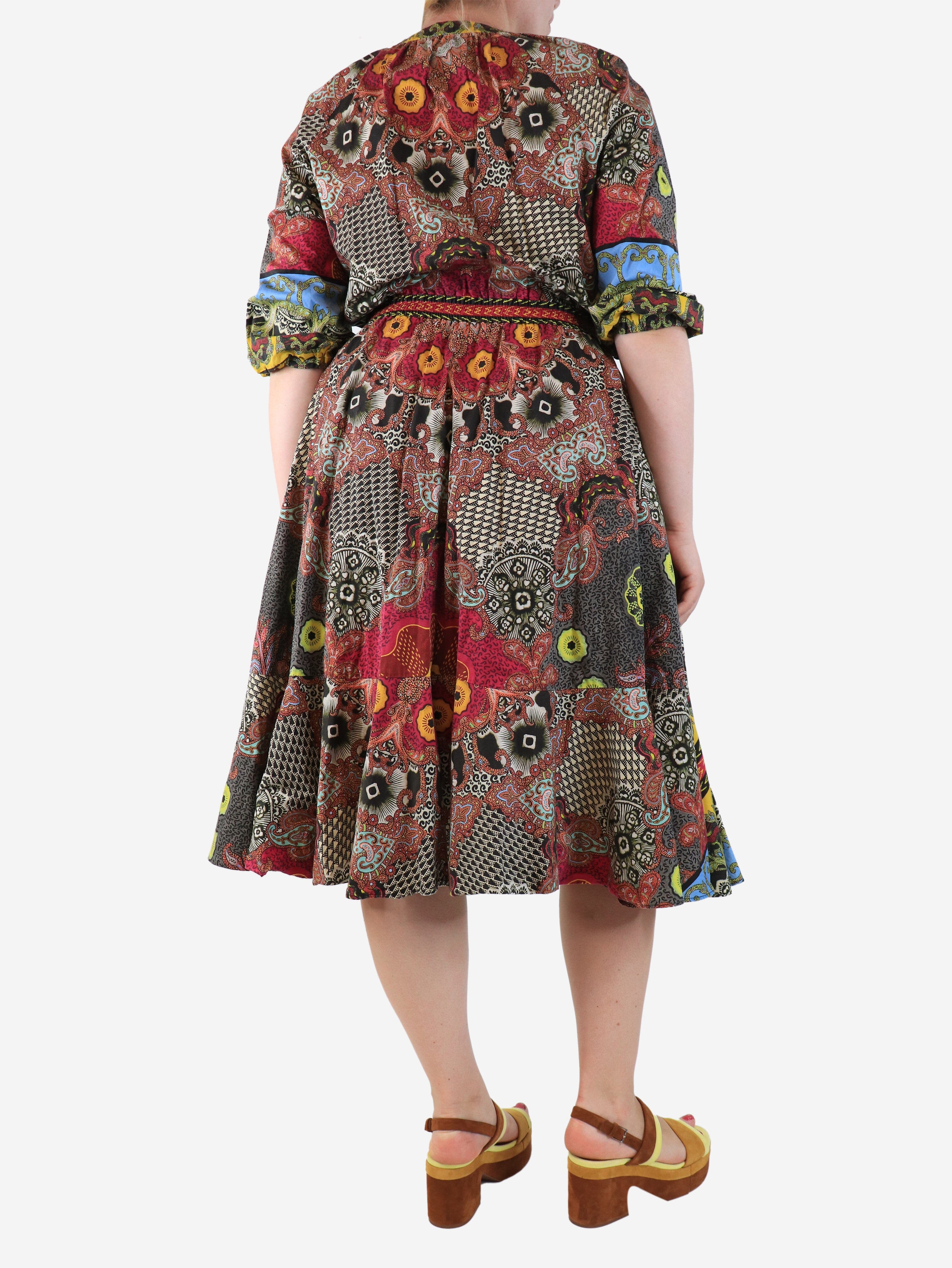 Multi floral button-down maxi dress - size UK 14 - Image 2