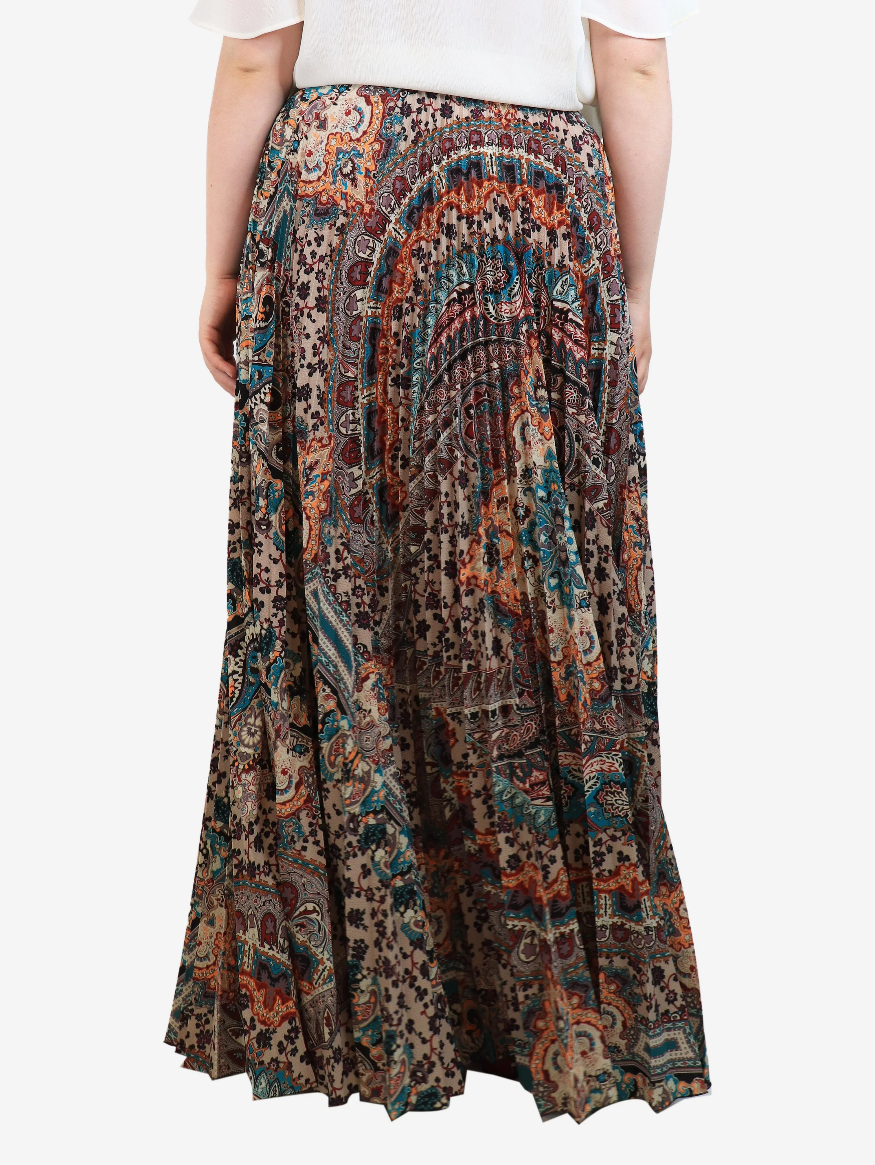Multicolour pleated maxi skirt - size UK 14 - Image 3