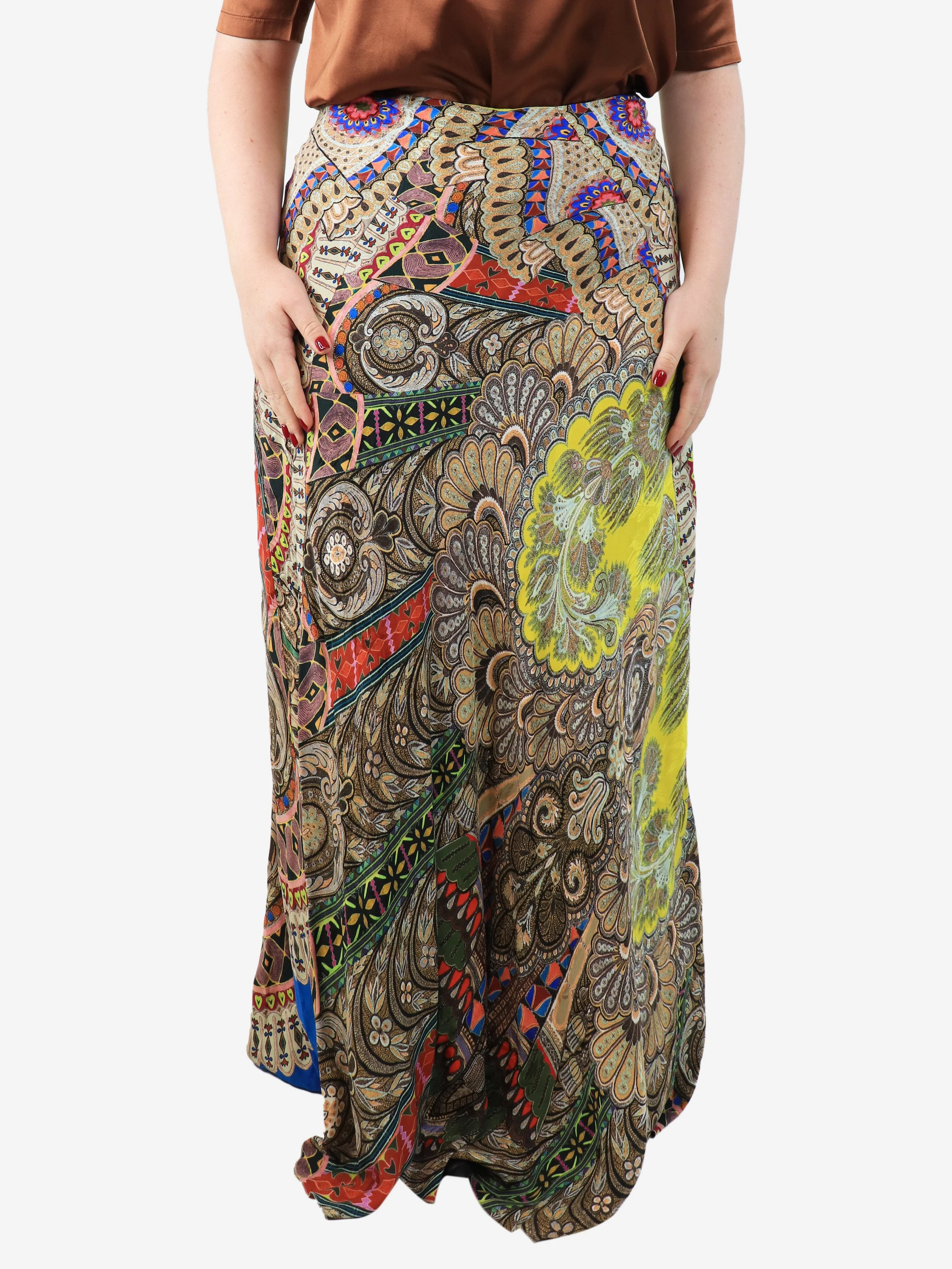 Multicolour printed maxi skirt - size UK 14