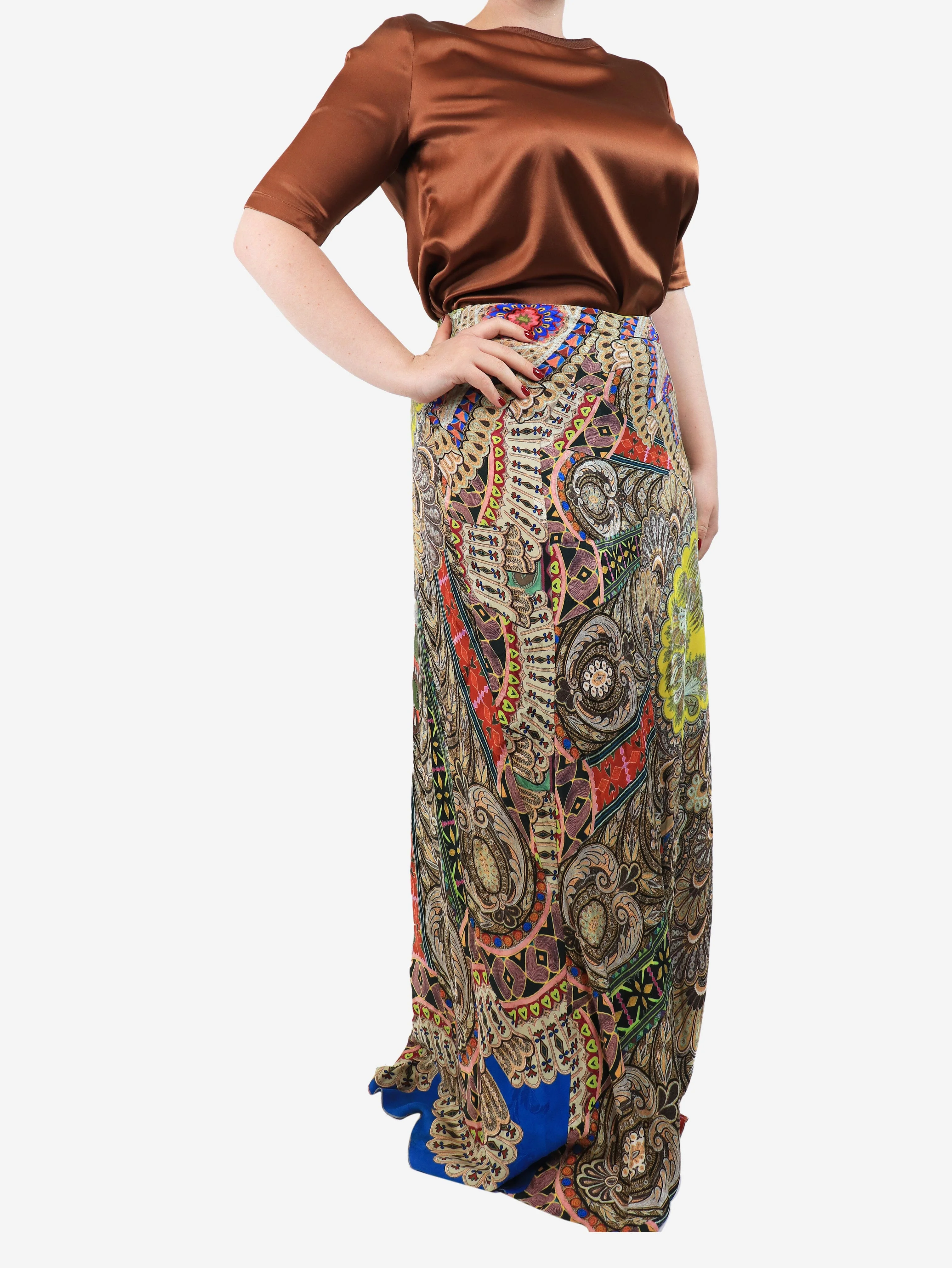 Multicolour printed maxi skirt - size UK 14 - Image 2