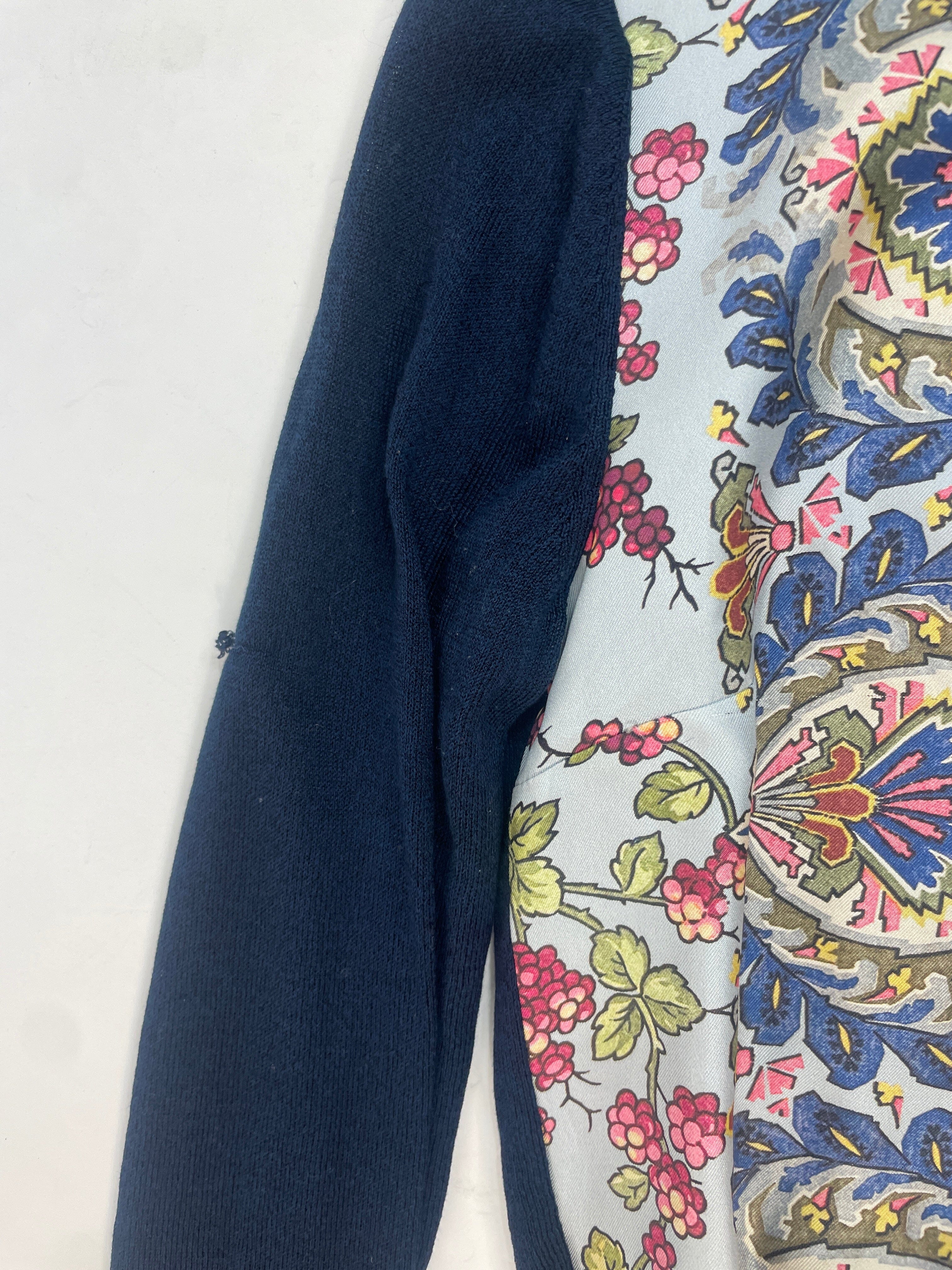 Navy blue silk panelled cardigan - size UK 6 - Image 5