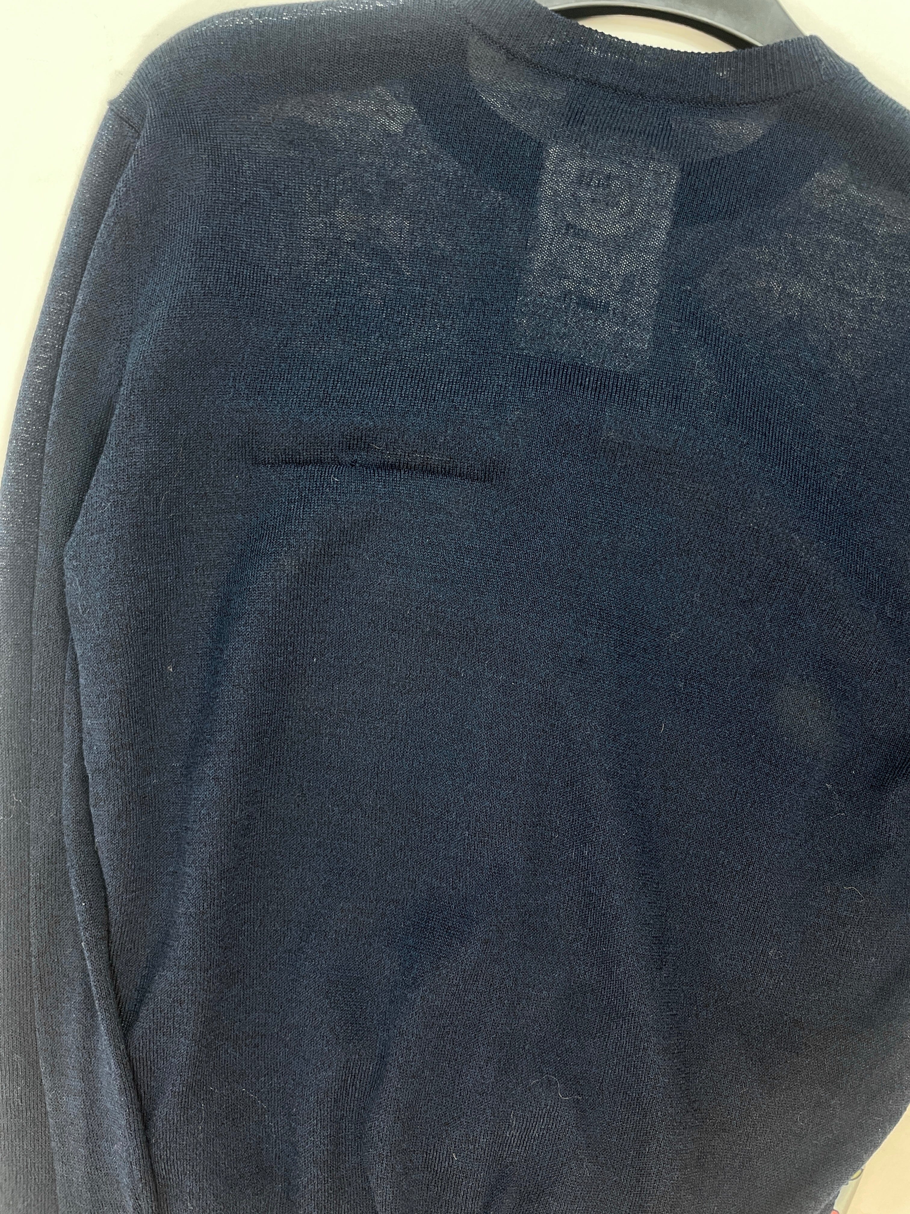Navy blue silk panelled cardigan - size UK 6 - Image 6