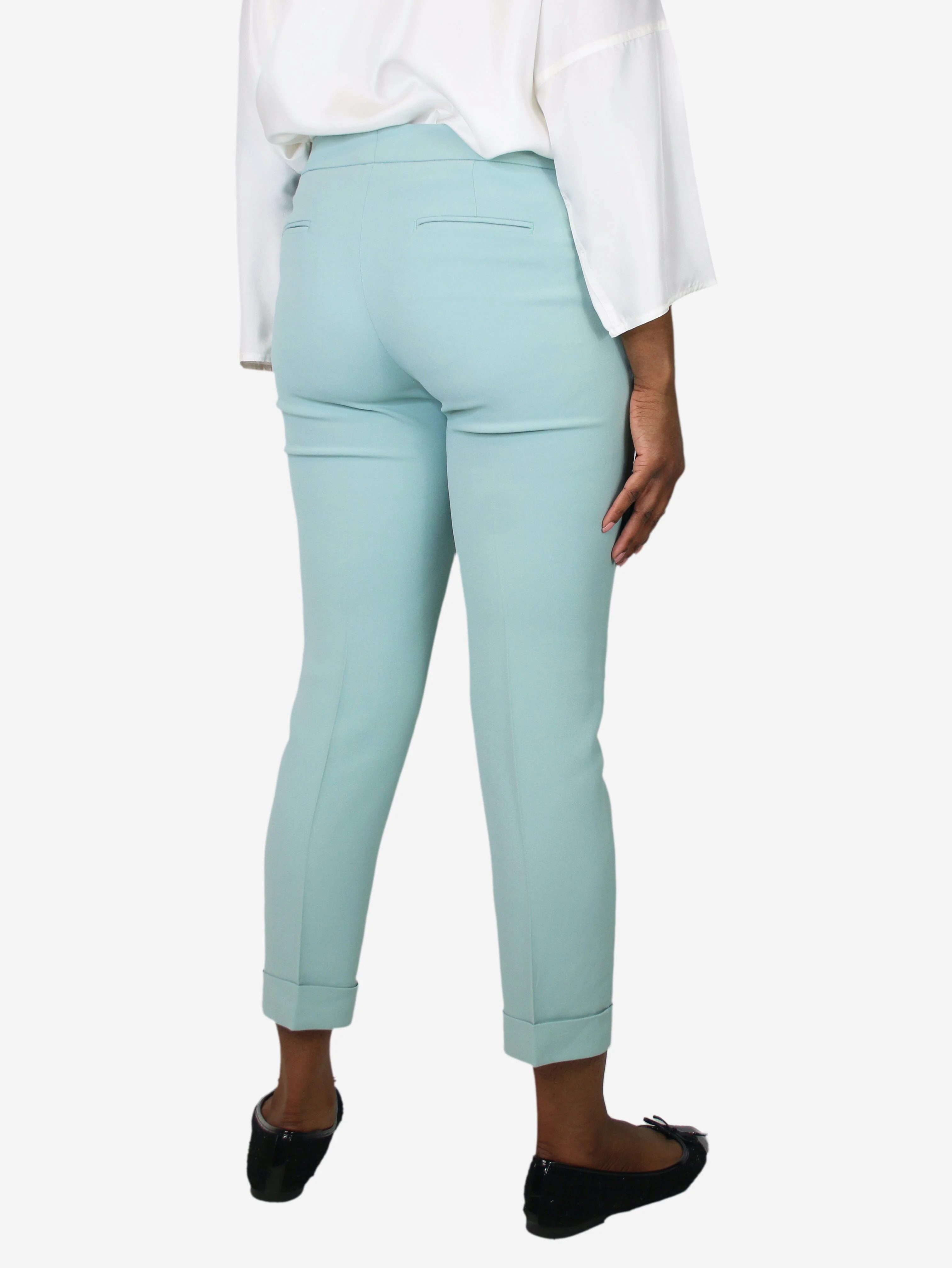 Pale turquoise cropped pocket trousers - size UK 12 - Image 3